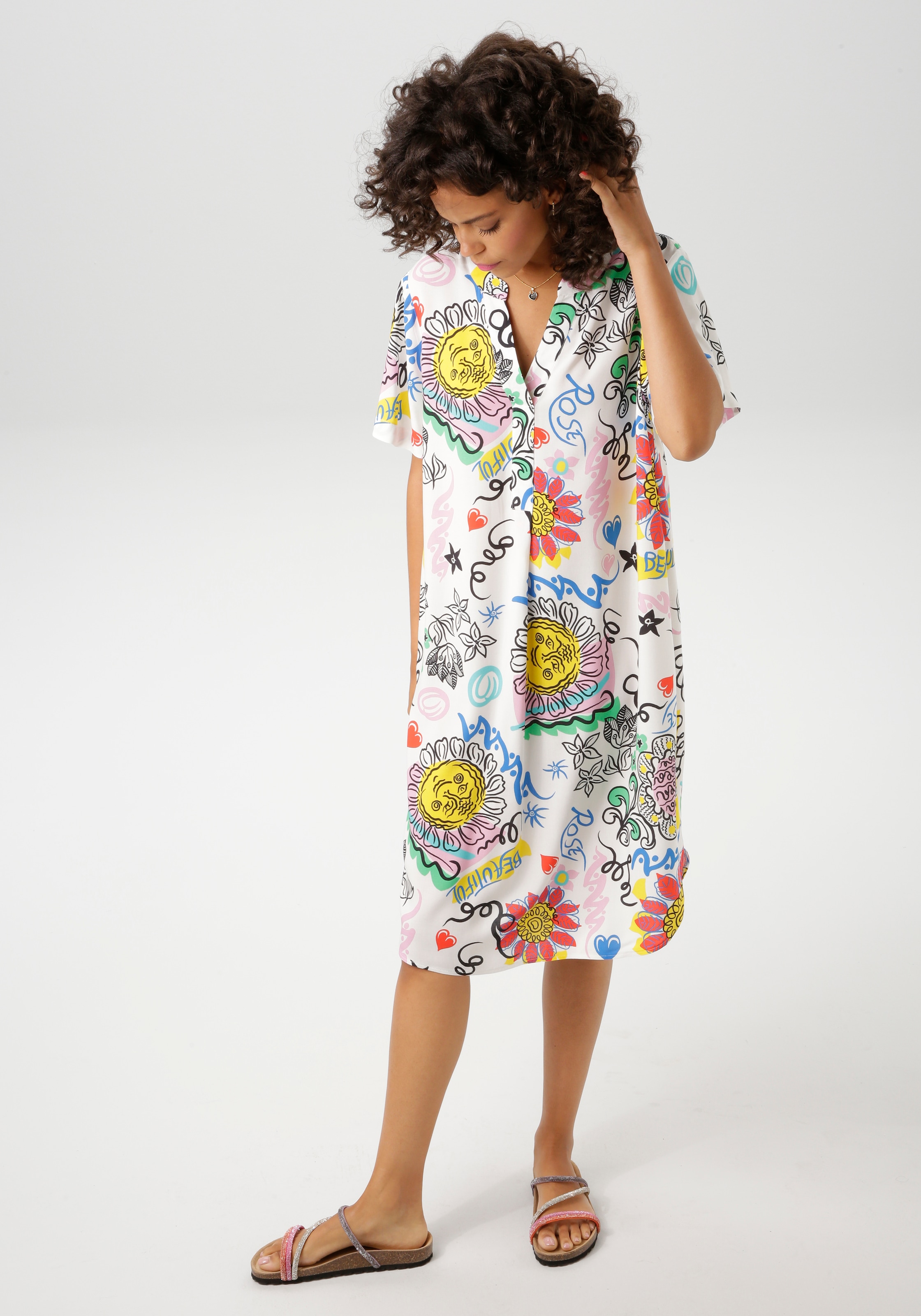 Aniston CASUAL Sommerkleid, mit farbenfrohem, kunstvollen Druck - NEUE KOLLEKTION