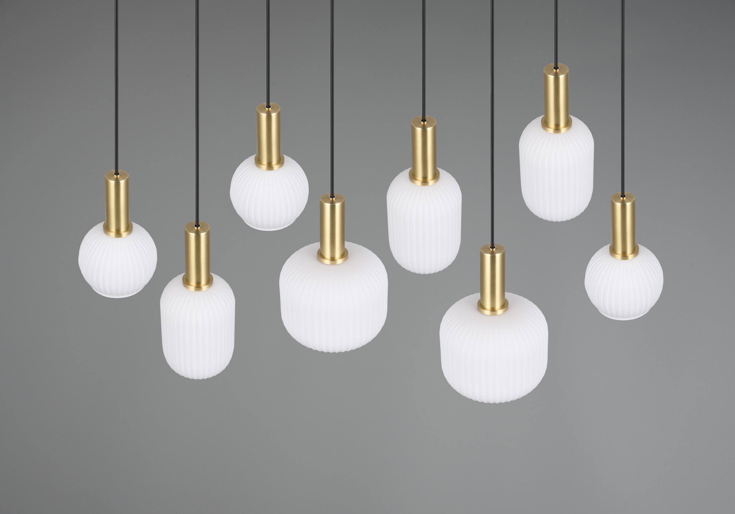 TRIO Leuchten Pendelleuchte »DIVA, E27 Hängelampe 8-flammig mit Glasschirm, exkl 8xE27 max 10W« E27 1 Stk. warmweiß - kaltweiß höhenverstellbar bis max 150cm Hängeleuchte 120x32 cm Wohnzimmer Küche