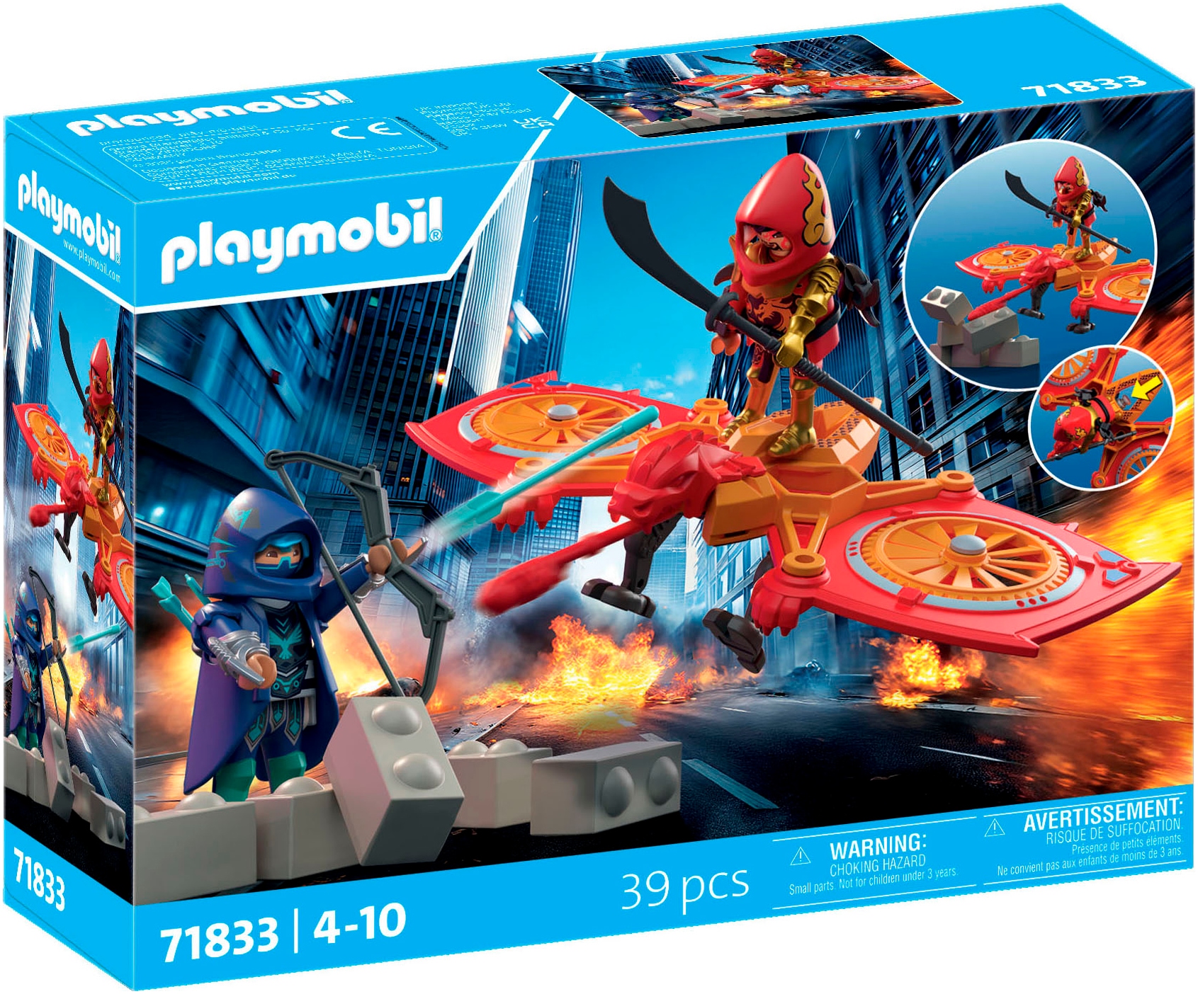 Playmobil® Konstruktions-Spielset »Helden-Drohne gegen bösen Ninja (71833), Heroes« Made in Europe