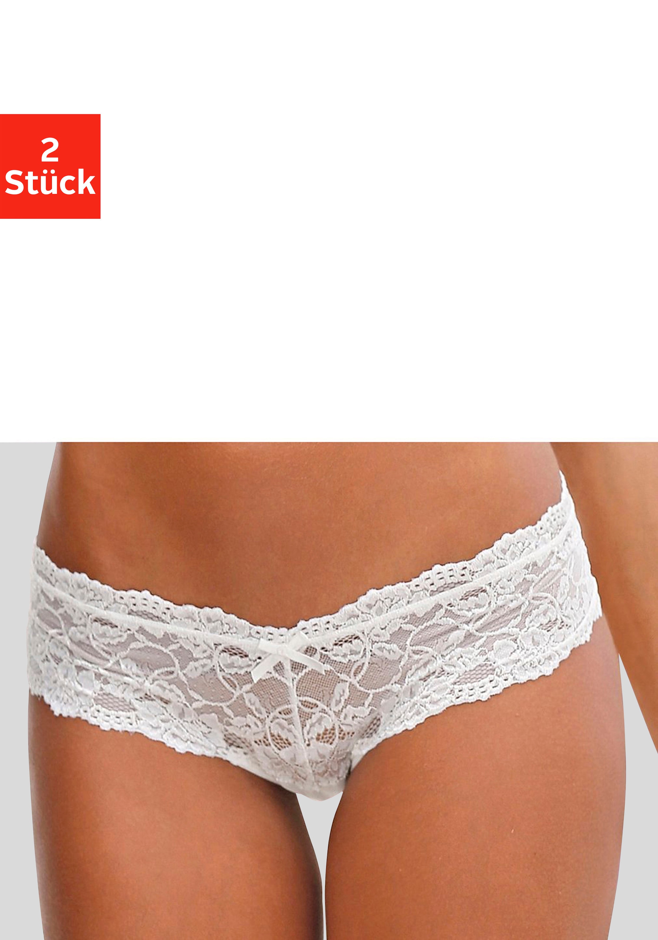 Vivance Panty, (Packung, 2 Stück), aus elastischer Spitze, sexy Dessous