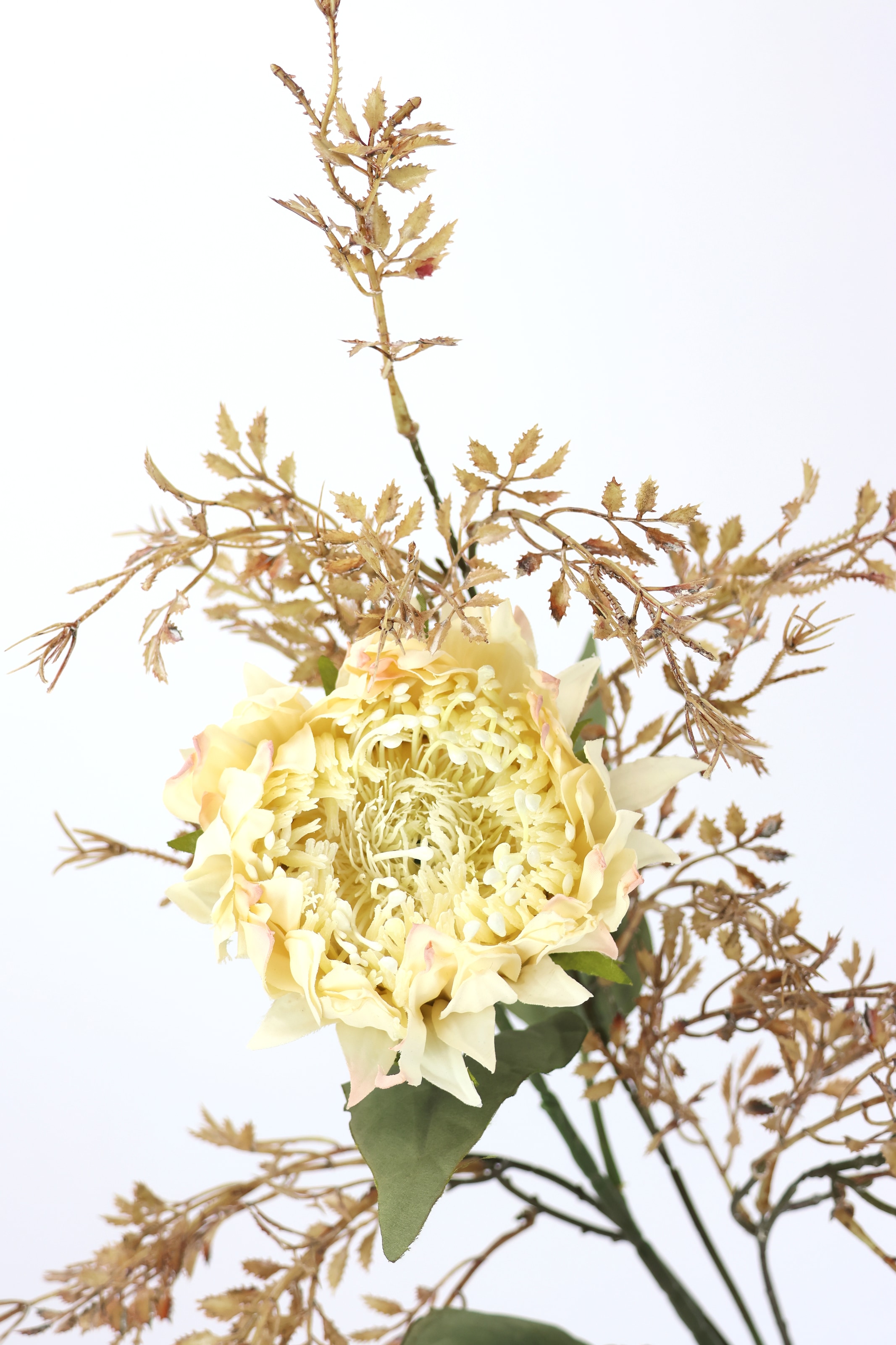 I.GE.A. Kunstblumenstrauß »Kunstblumen Set Artischocke«, 2er Set Artischockenzweig mit Dekozweig 70cm Kunstpflanze Seidenblume