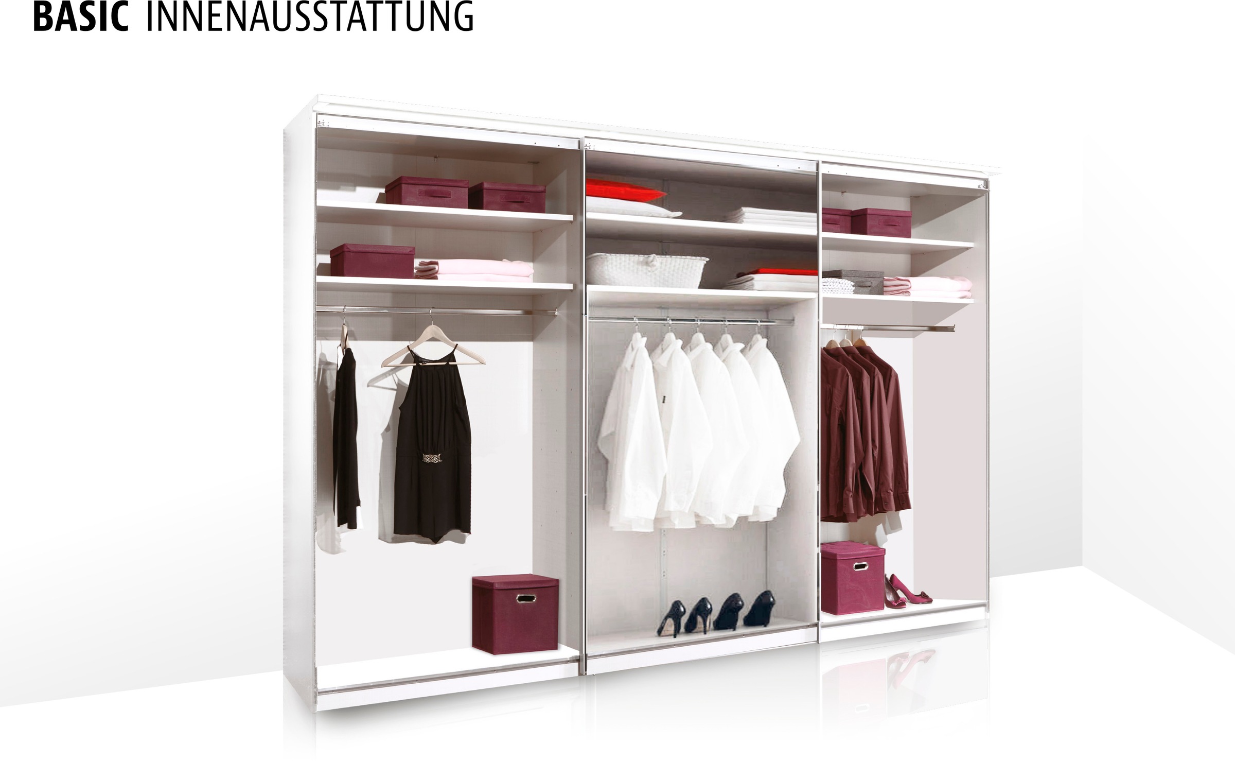 STAUD Schwebetürenschrank »Sinfonie Plus, edles Design in hochwertiger Qualität, Made in Germany« Mit Spiegeltür und vier verschiedenen Ausstattungsvarianten