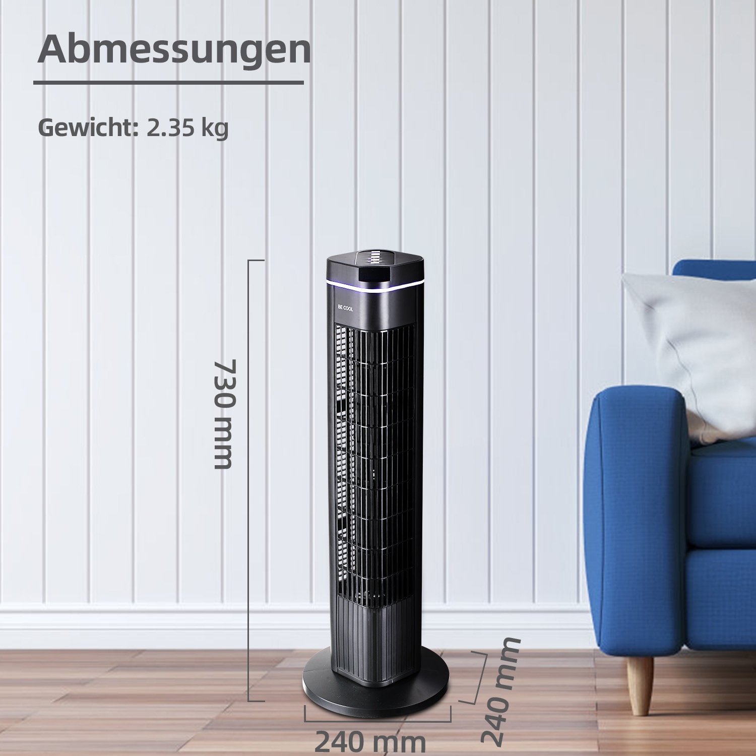 be cool Turmventilator »Turmventilator 73cm mit Fernbedienung BC29STTFD schwarz«, Timer-Funktion