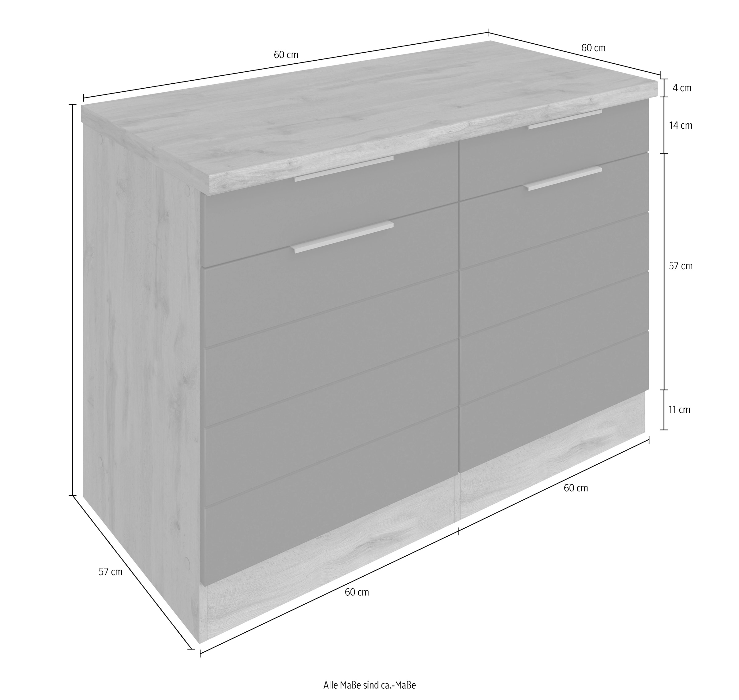 KOCHSTATION Unterschrank »KS-Luhe« 120 cm breit, für viel Stauraum, MDF-Fronten mit waagerechter Lisene