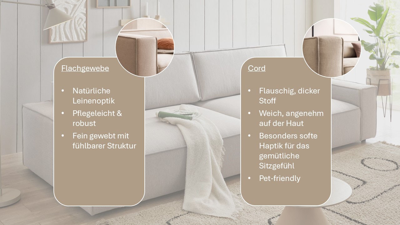 Home affaire Big-Sofa »NEU: SHERWOOD XXL, Big-Sofa (316cm), extra tiefe Sitzfläche 95 cm« bequemer Sitzkomfort, Cord u. Leinenoptik, Kedernaht