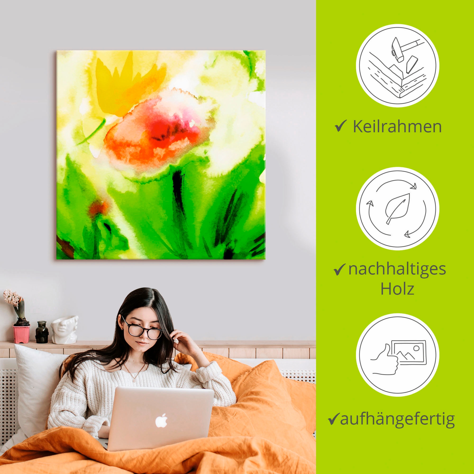 Artland Leinwandbild »Blumenliebe«, Blumen, (1 St.), auf Keilrahmen gespannt