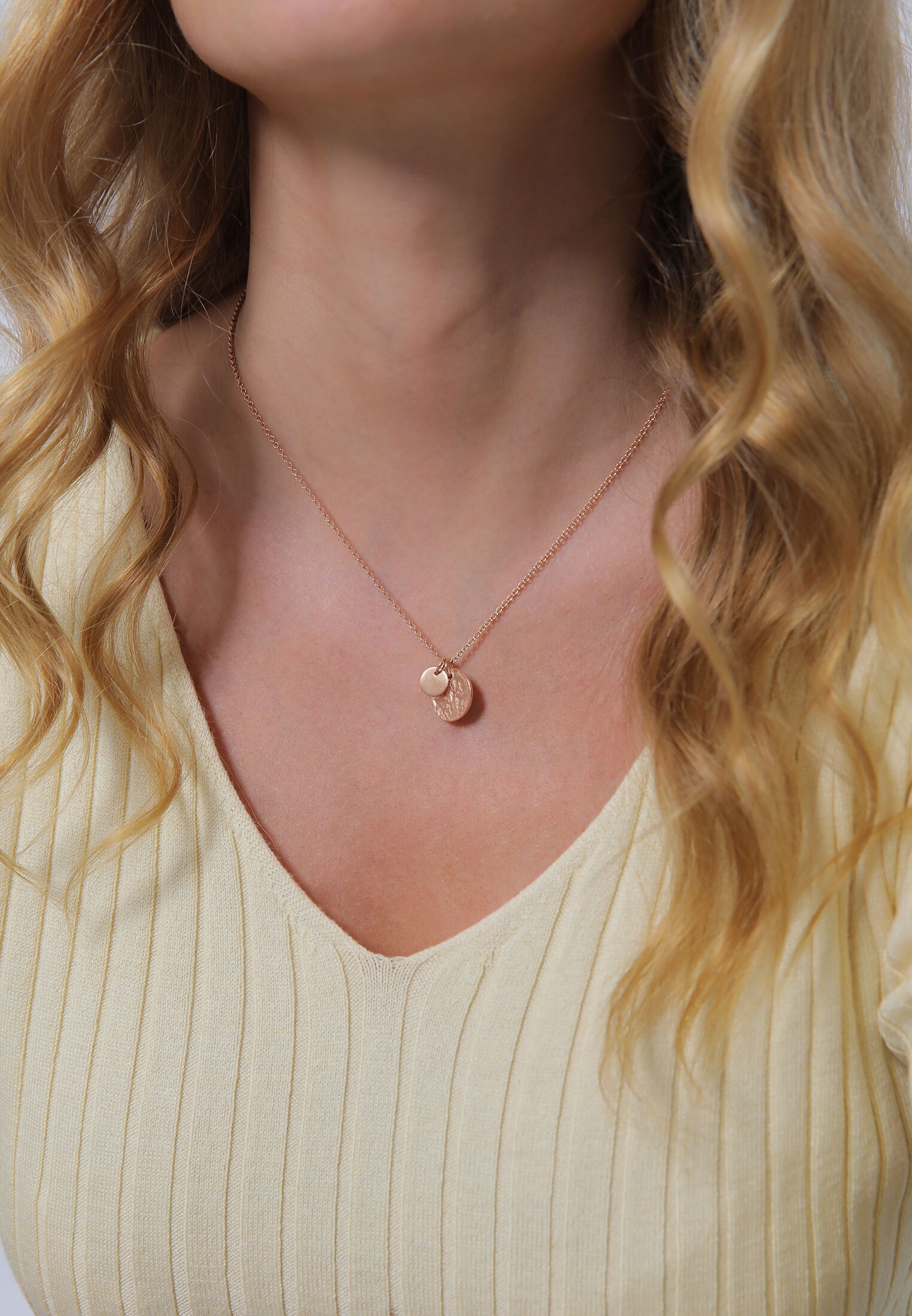 Elli Kette mit Anhänger »Halskette Plättchen Münzen Organic Look 925 Silber«