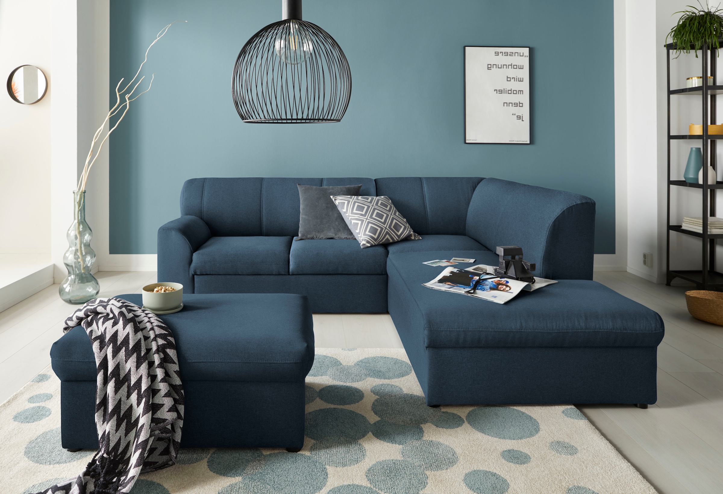 DOMO collection Ecksofa »Topper zeitlos elegant, kompakte Stellmaße, OTTOs Choice, L-Form«, mit Ottomane, wahlweise mit Schlaffunktion