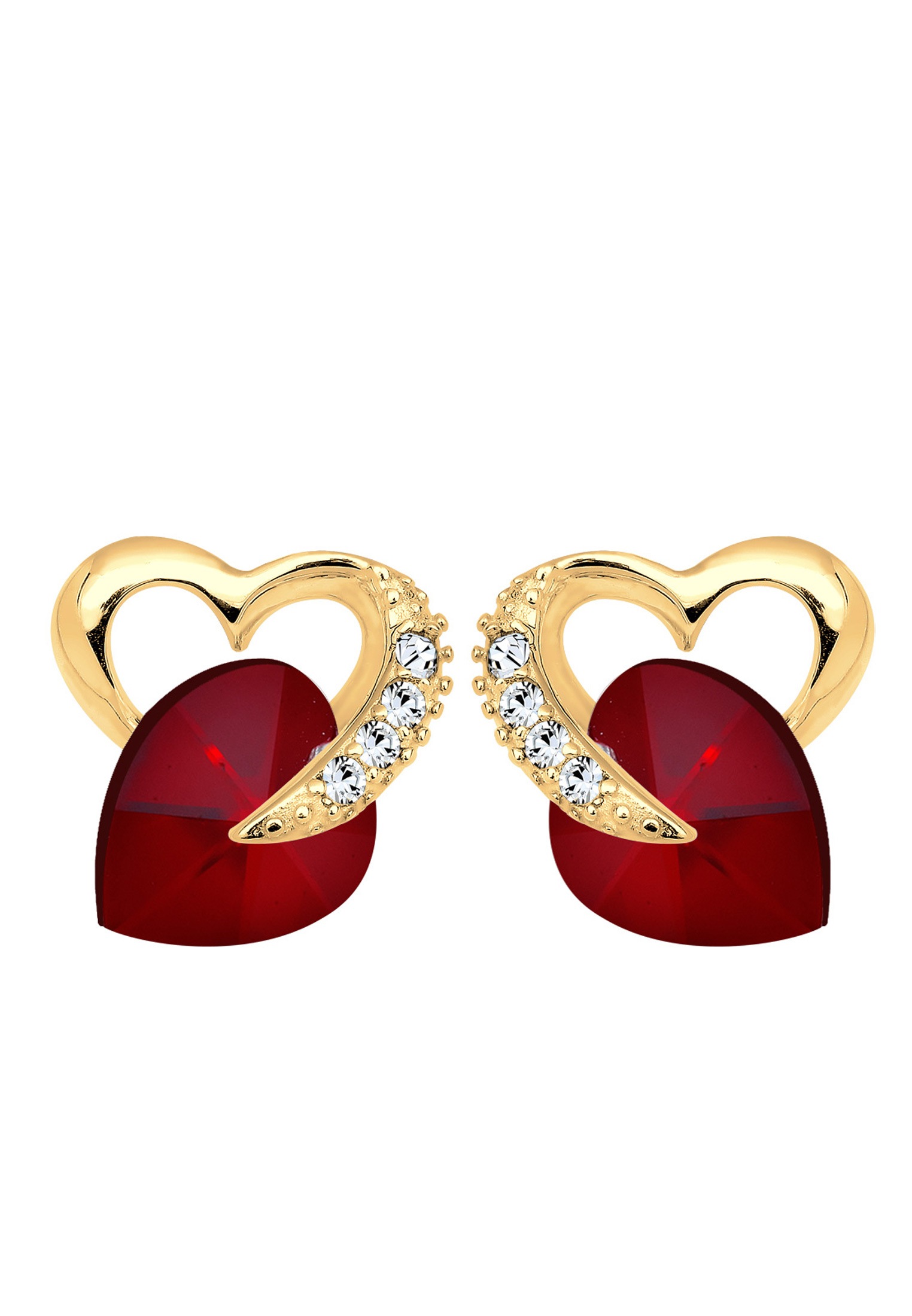 Elli Paar Ohrstecker »Ohrringe Herz Liebe 925 Silber, mit Kristallen von Swarovski®«