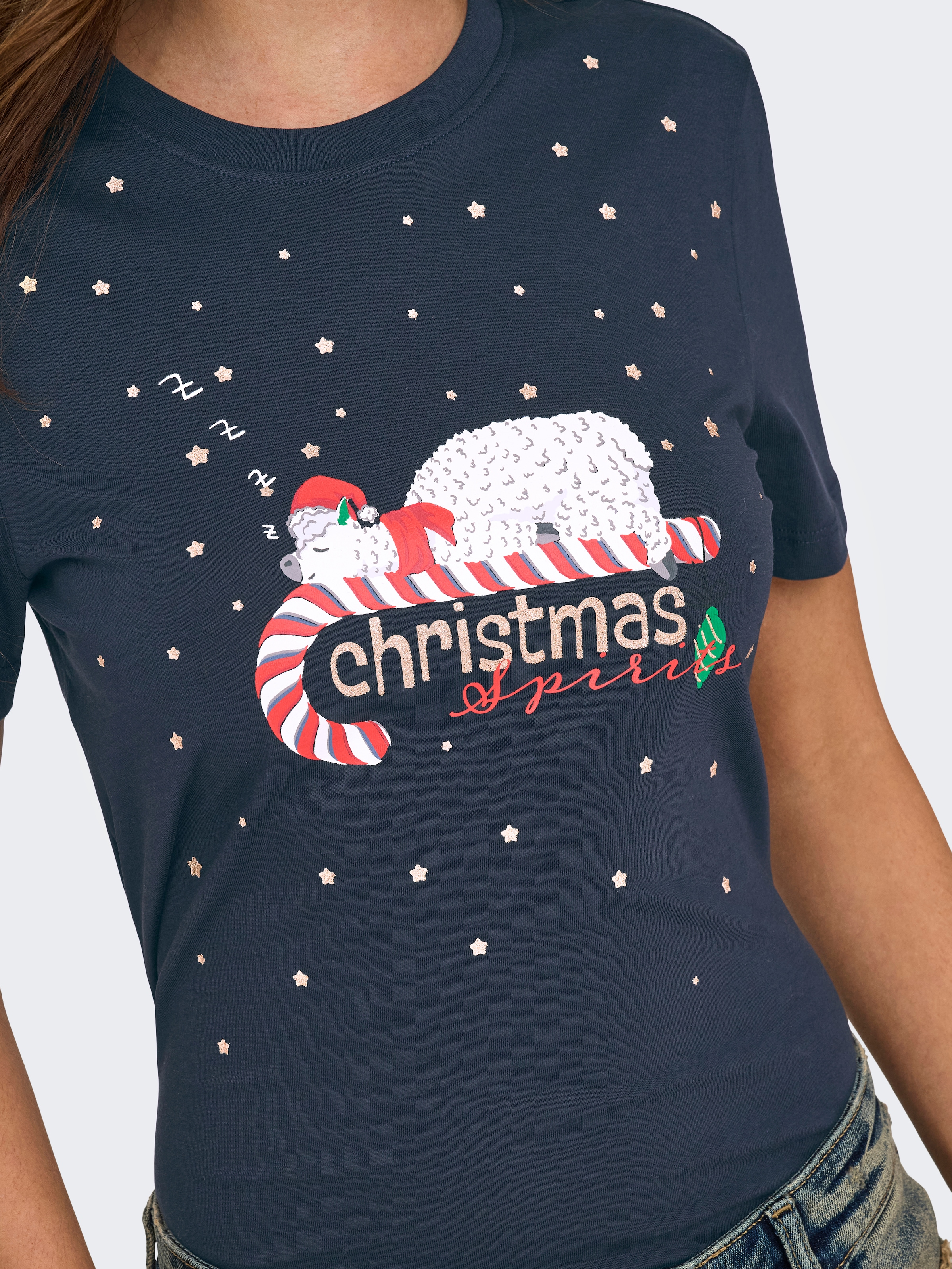 ONLY Rundhalsshirt »ONLXMAS YRSA CHRISTMAS REG S/S TOP JRS«, für Weihnachten