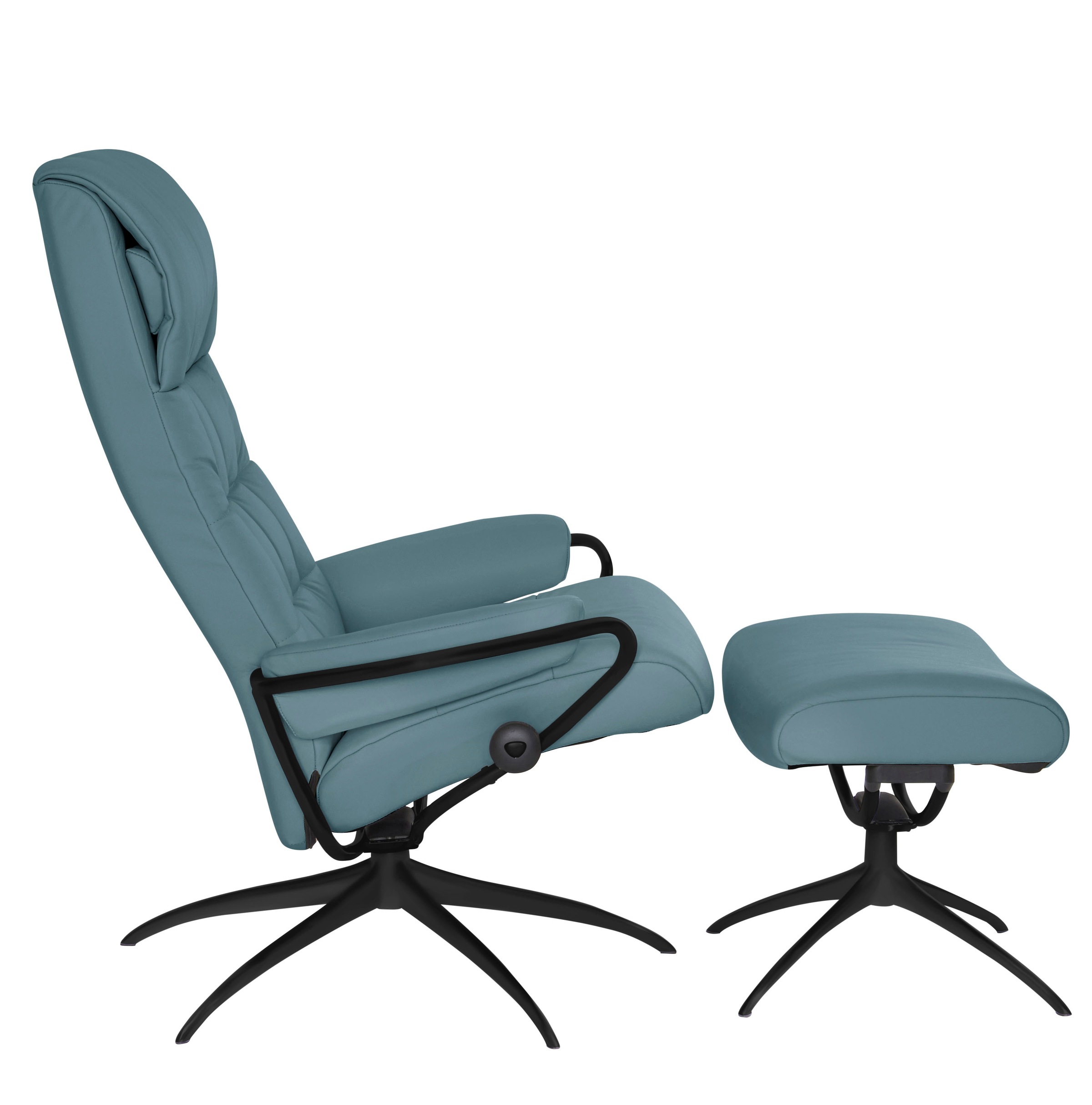 Stressless® Relaxsessel »London«, (Set, Relaxsessel mit Hocker), mit Hocker, High Back, mit Star Base, Gestell Schwarz
