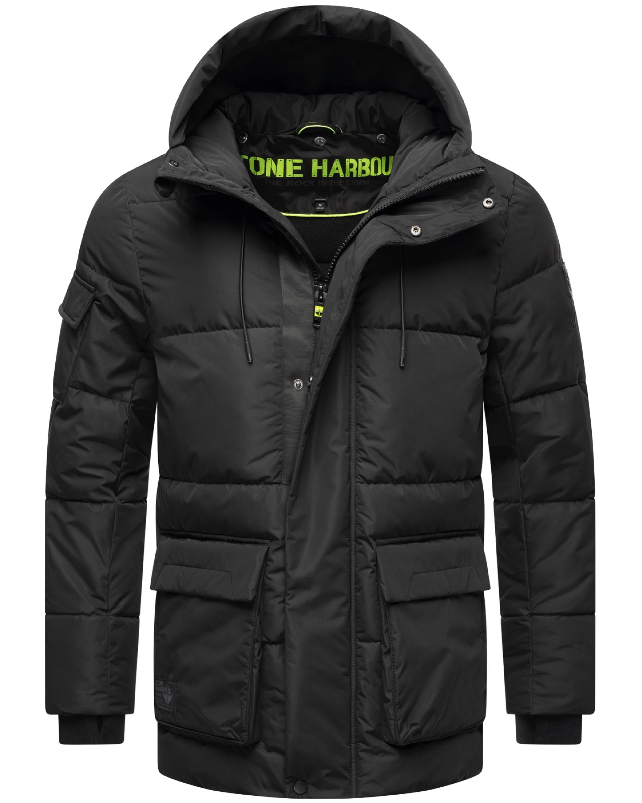 Stone Harbour Winterjacke »Winterjacke Lauroo XX«, mit Kapuze, urbane Herren Steppjacke mit kuscheligem Kunstpelz-Kragen