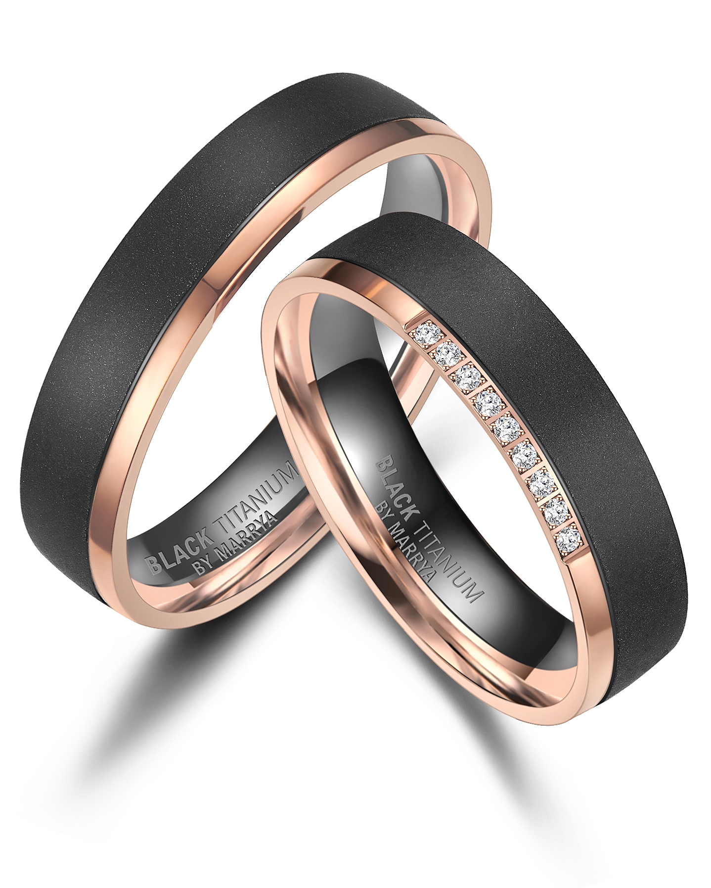 Marrya Perlenring »BLACK TITANIUM by MARRYA Black Titanium - Zirkonium Trauring Ehering Partnerring«