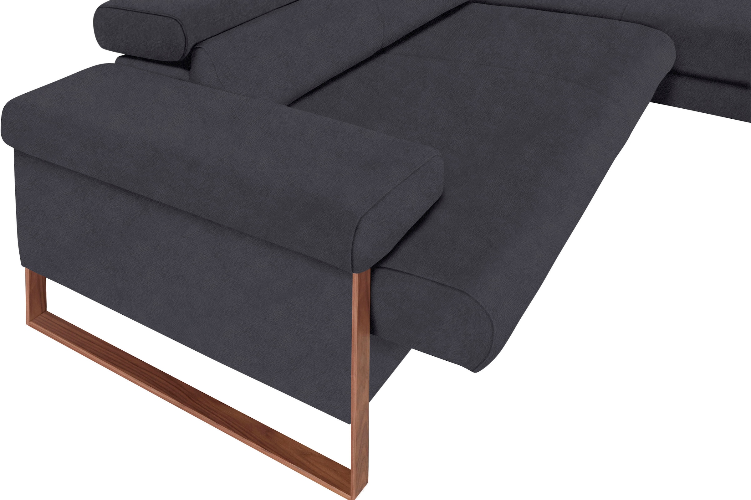 W.SCHILLIG Ecksofa »finn, Designsofa mit tollem Sitzkomfort, bequem, L-Form«, German Design Award 2016, Fußgestell Nussbaum natur, Breite 281 cm