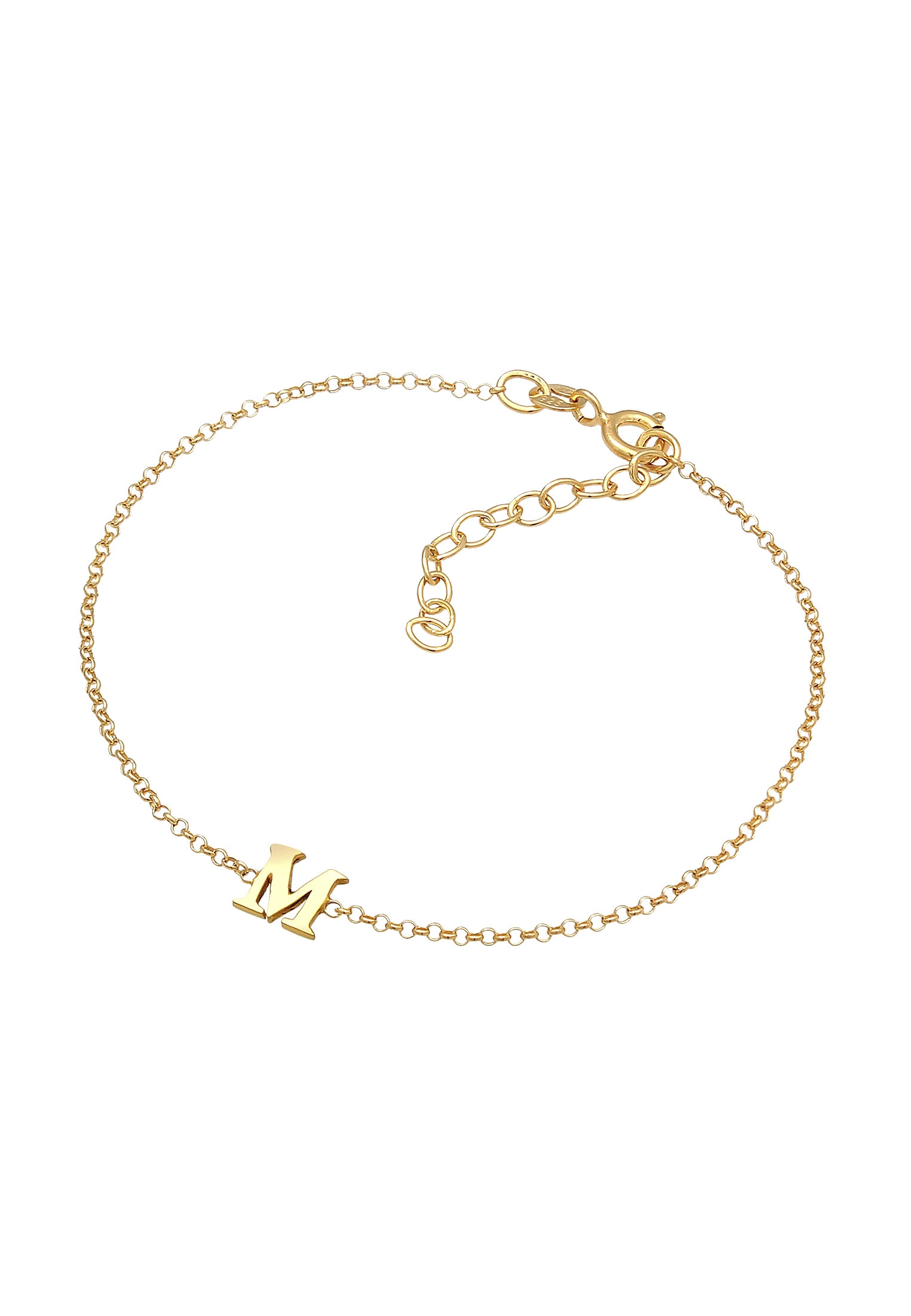 Elli Armkette »Armband Buchstaben Initialen Anhänger M 925 Silber«