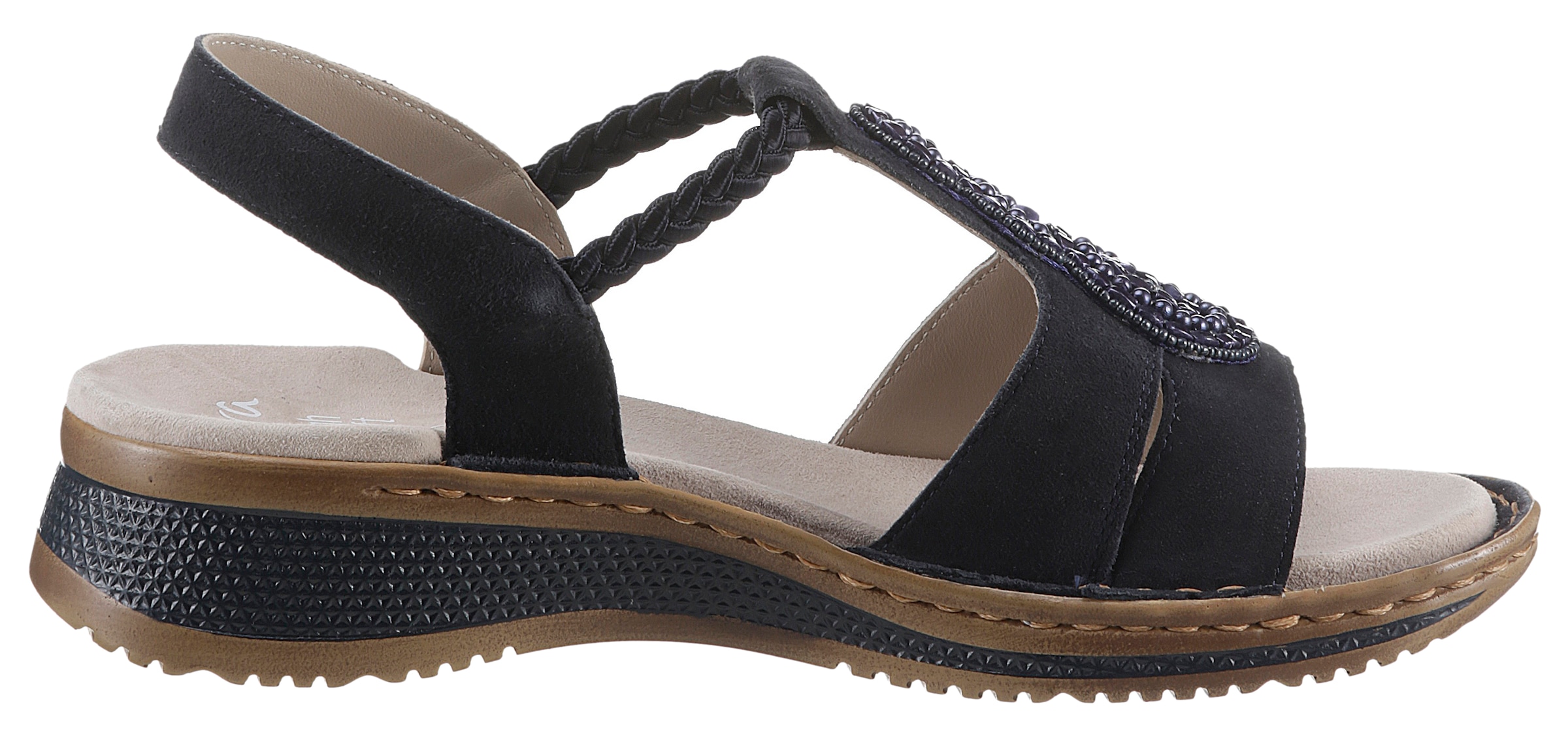 Ara Sandale »HAWAII«, Sommerschuh, Sandalette, Keilabsatz, mit Schmuck, Weite G (= weit)