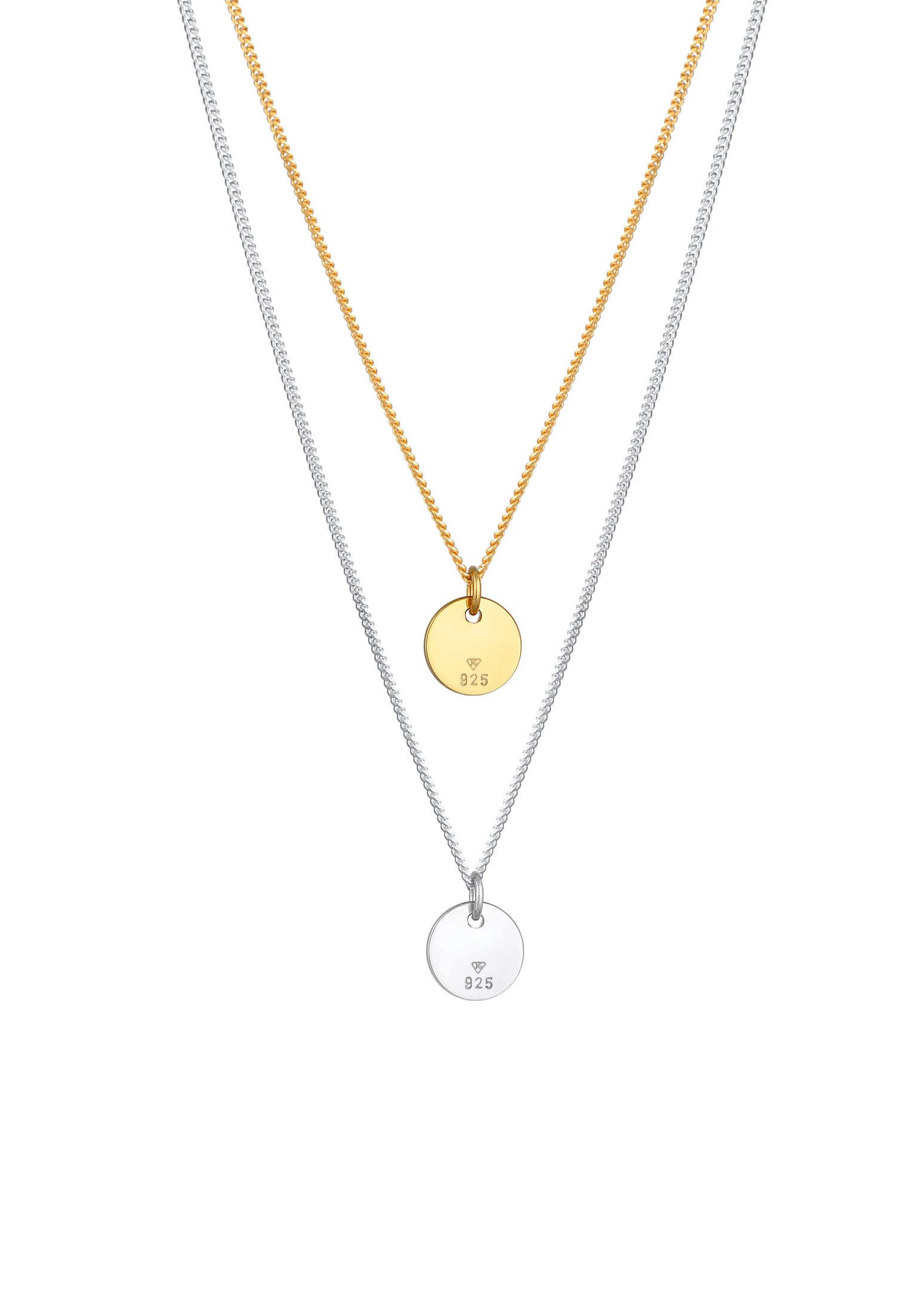 Elli Silberkette »Halskette Layer Kette mit Kreis Plättchen 925 Silber«