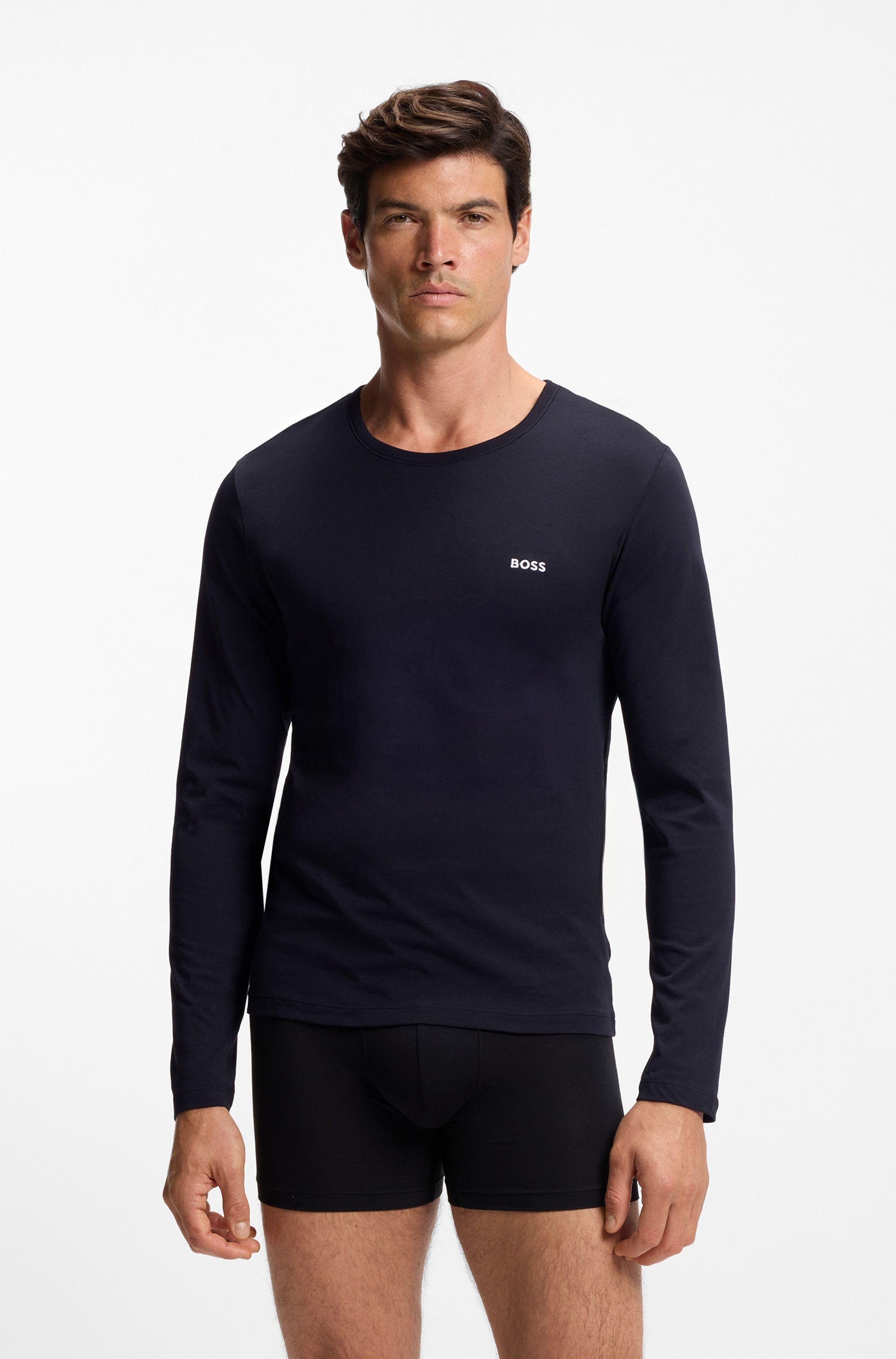 BOSS Langarmshirt »longsleeve-Shirt R-Neck Classic COTTON 3pcs/pack« 3 Stk. tlg. mit BOSS Logo-Schriftzug