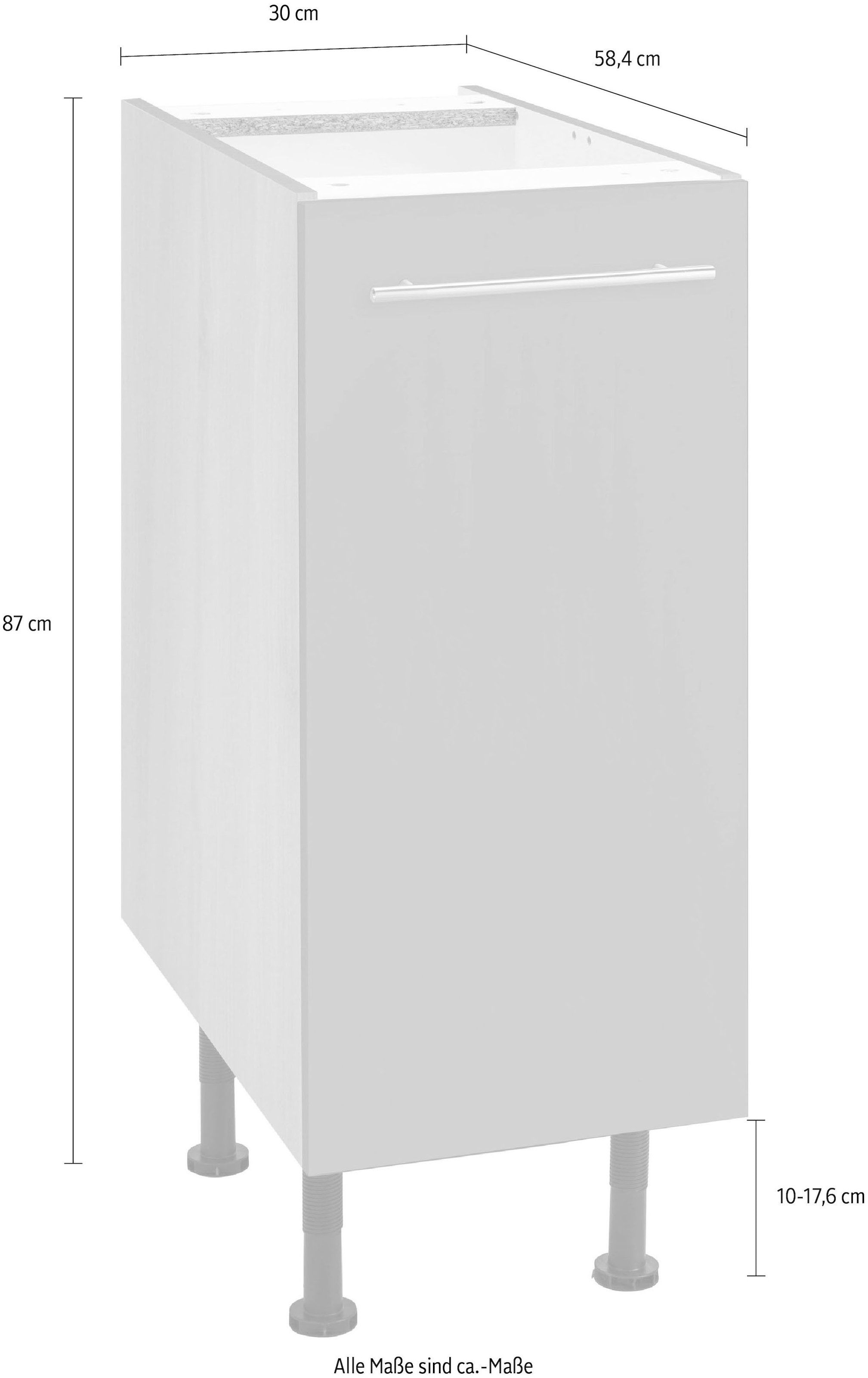 OPTIFIT Unterschrank »Bern« 30 cm breit, mit 1 Tür mit höhenverstellbaren Füßen, mit Metallgriff