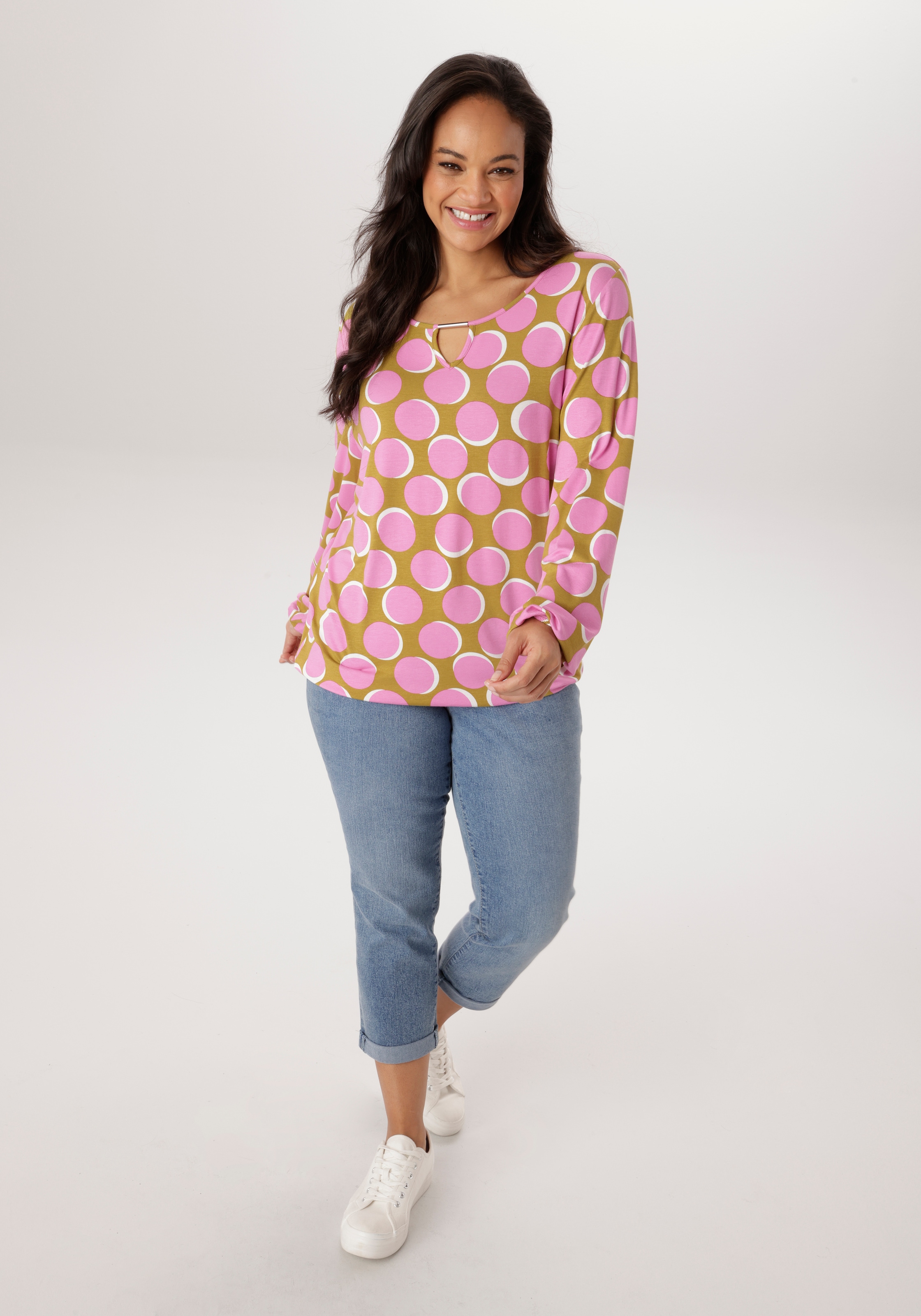 Aniston PLUS Langarmshirt mit großflächiger Druck - NEUE KOLLEKTION