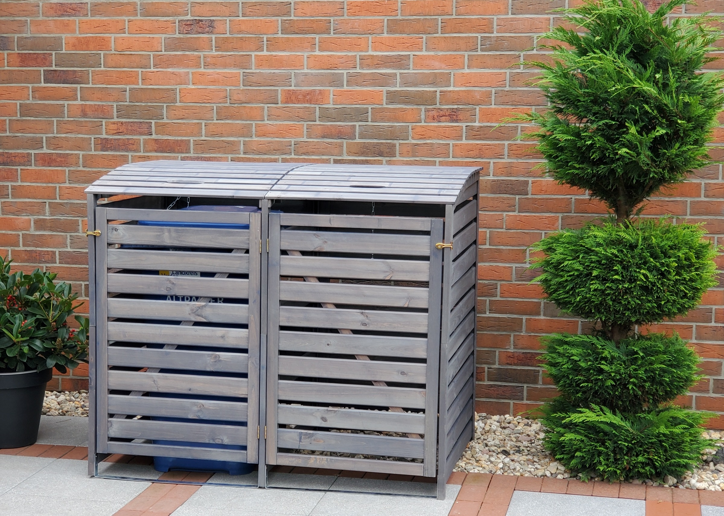 promadino Mülltonnenbox »Vario III« für 2 Tonnen, robust aus zertifiziertem Kiefernholz