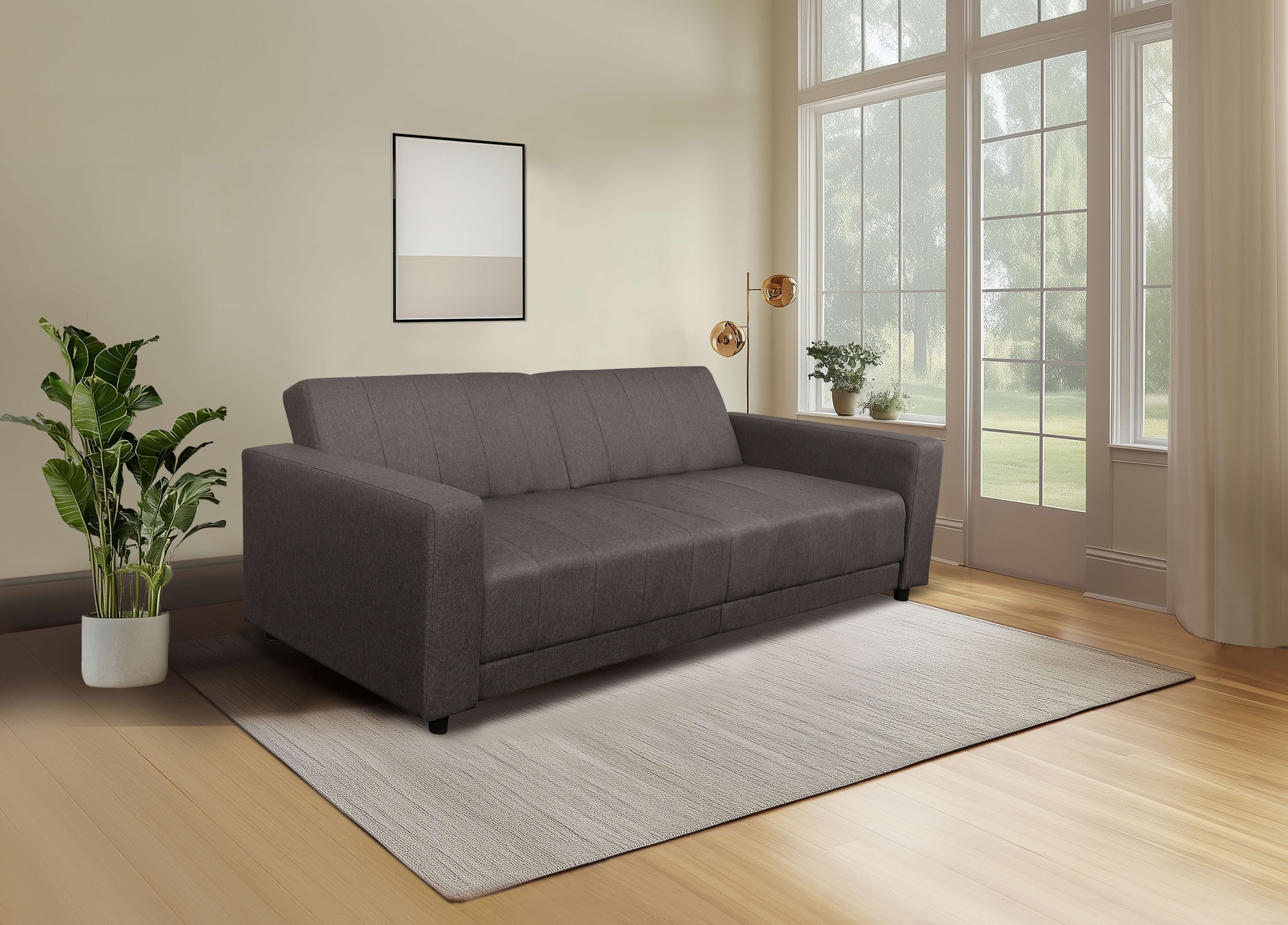 Dorel Home 3-Sitzer »Allie II Schlafsofa 225 cm«, Bett-Funktion (108/190cm), Rückenlehne 2-teilig, mit Steppung