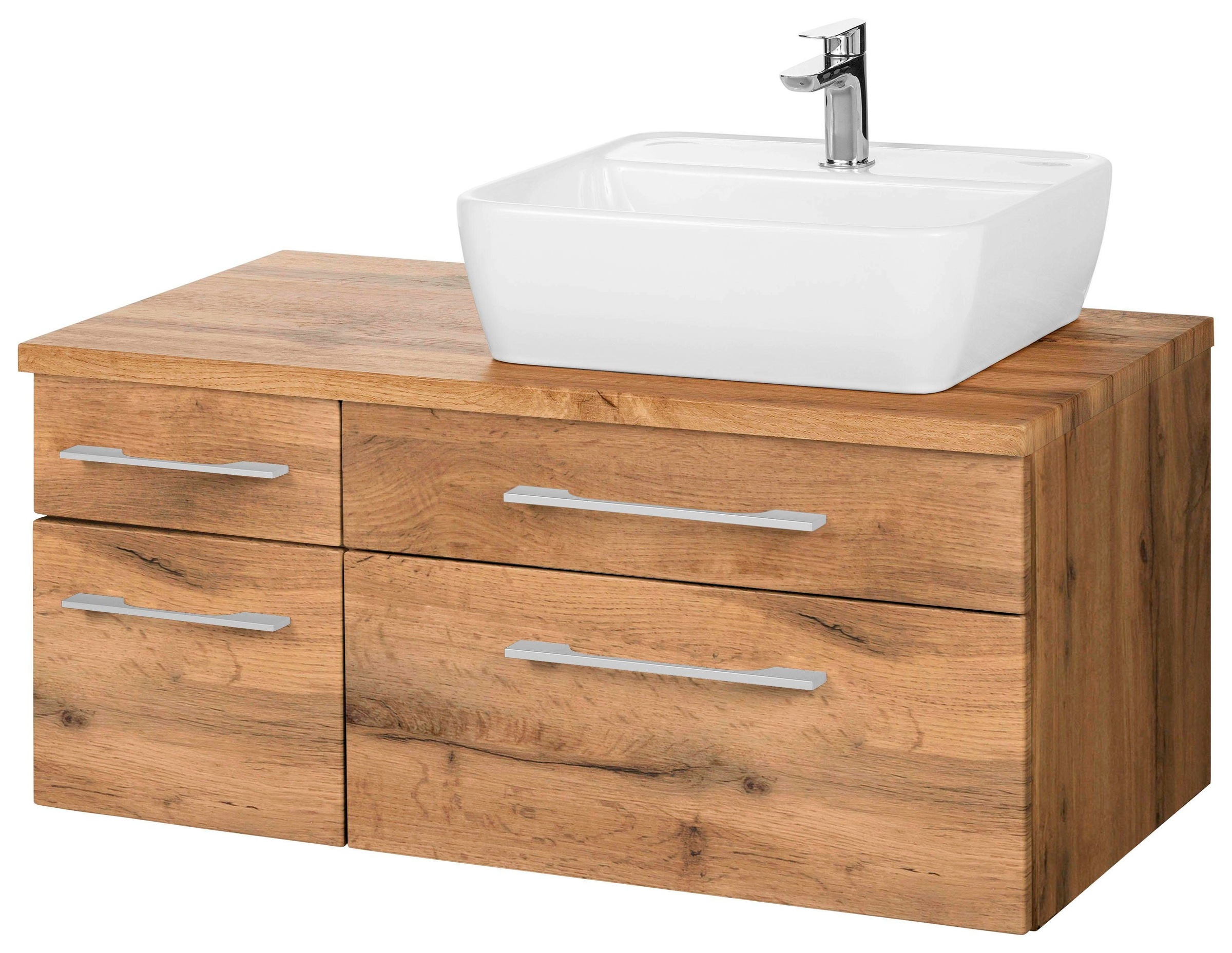 welltime Waschbeckenunterschrank "Davos" Badmöbel, Waschtisch inkl. Waschbecken, Breite 90 cm