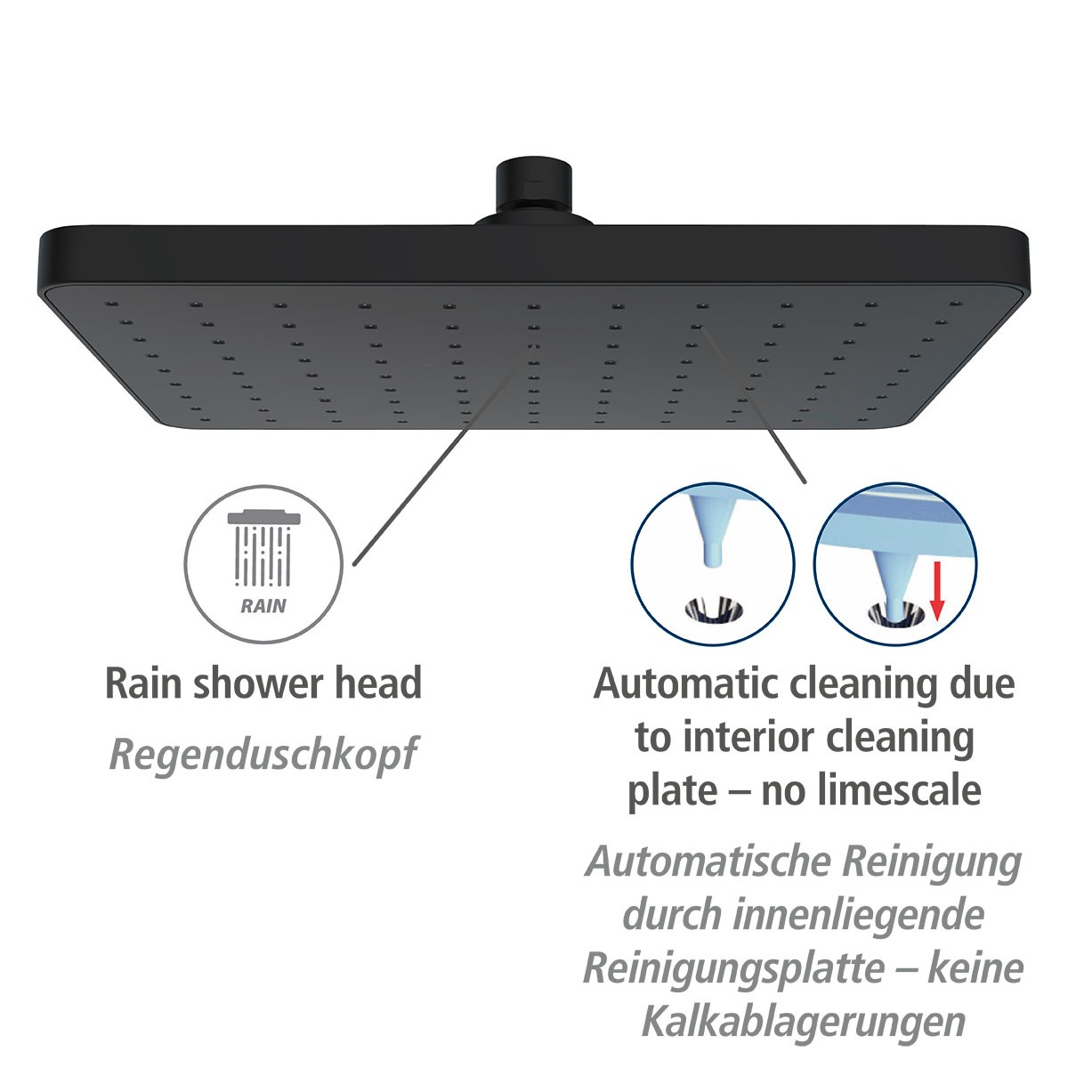 WENKO Regenduschkopf »Automatic Cleaning«, (1 tlg.), 25 x 17 cm