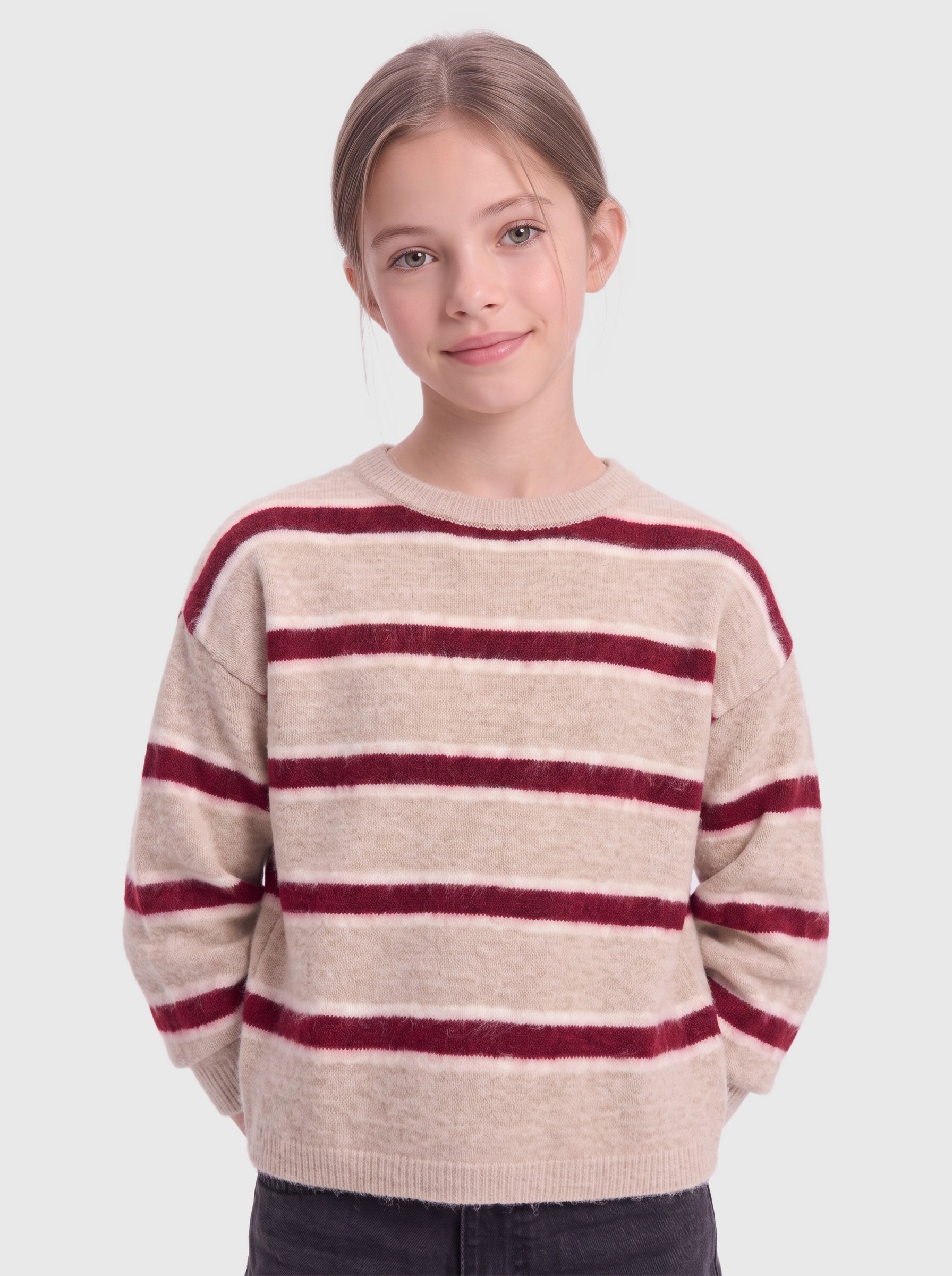 KIDS ONLY Strickpullover »KOGTALIO SCHOOL LS SHORT O-NECK KNT« Materialmix