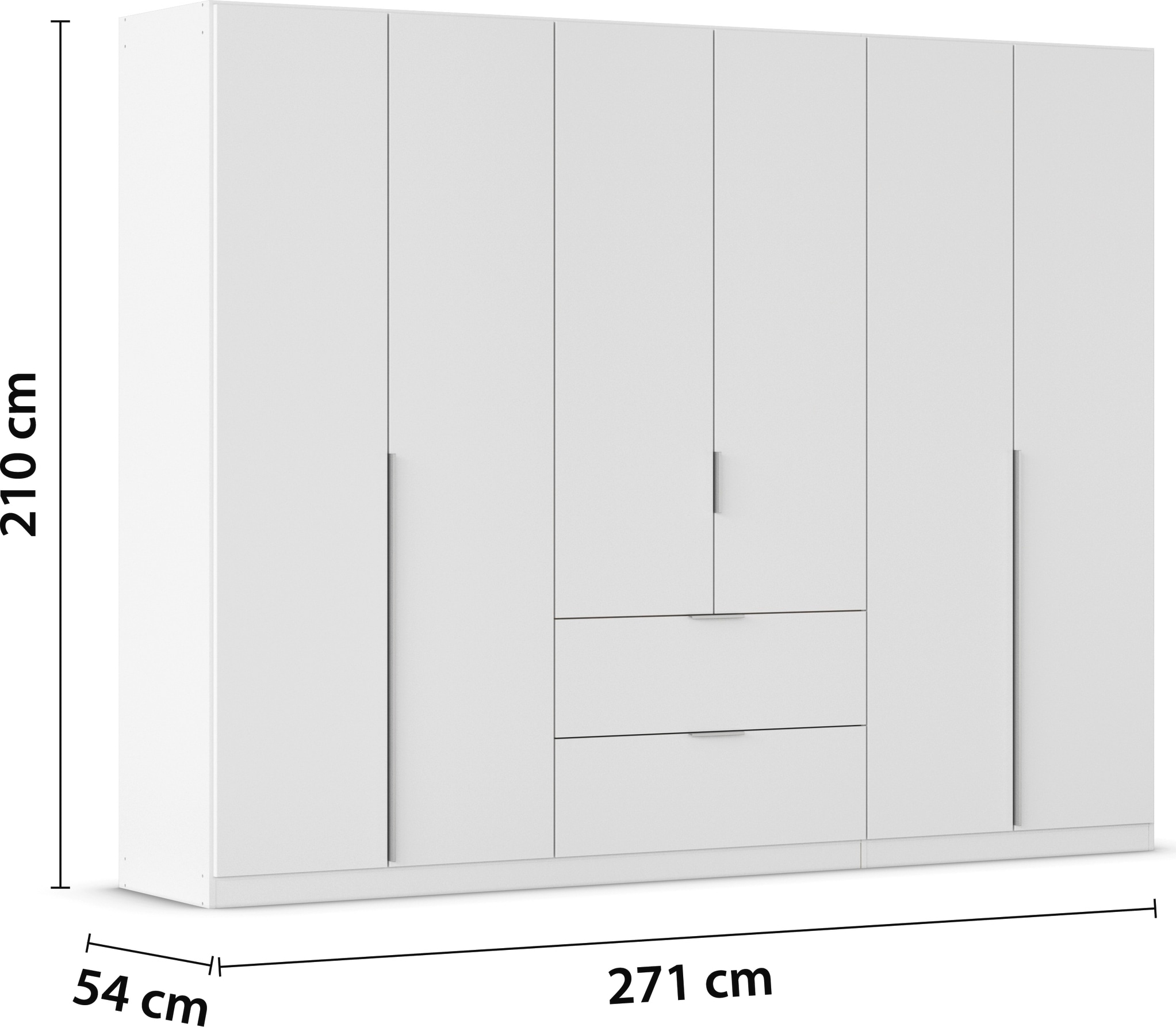OTTO home Drehtürenschrank »Kleiderschrank Schrank Garderobe AGORDO mit Dekor- oder Hochglanzfront« in zwei Griff-Farben, Breite 271 cm,  mit Außenschubkästen, Serie in 7 Breiten und 2 Höhen MADE IN GERMANY