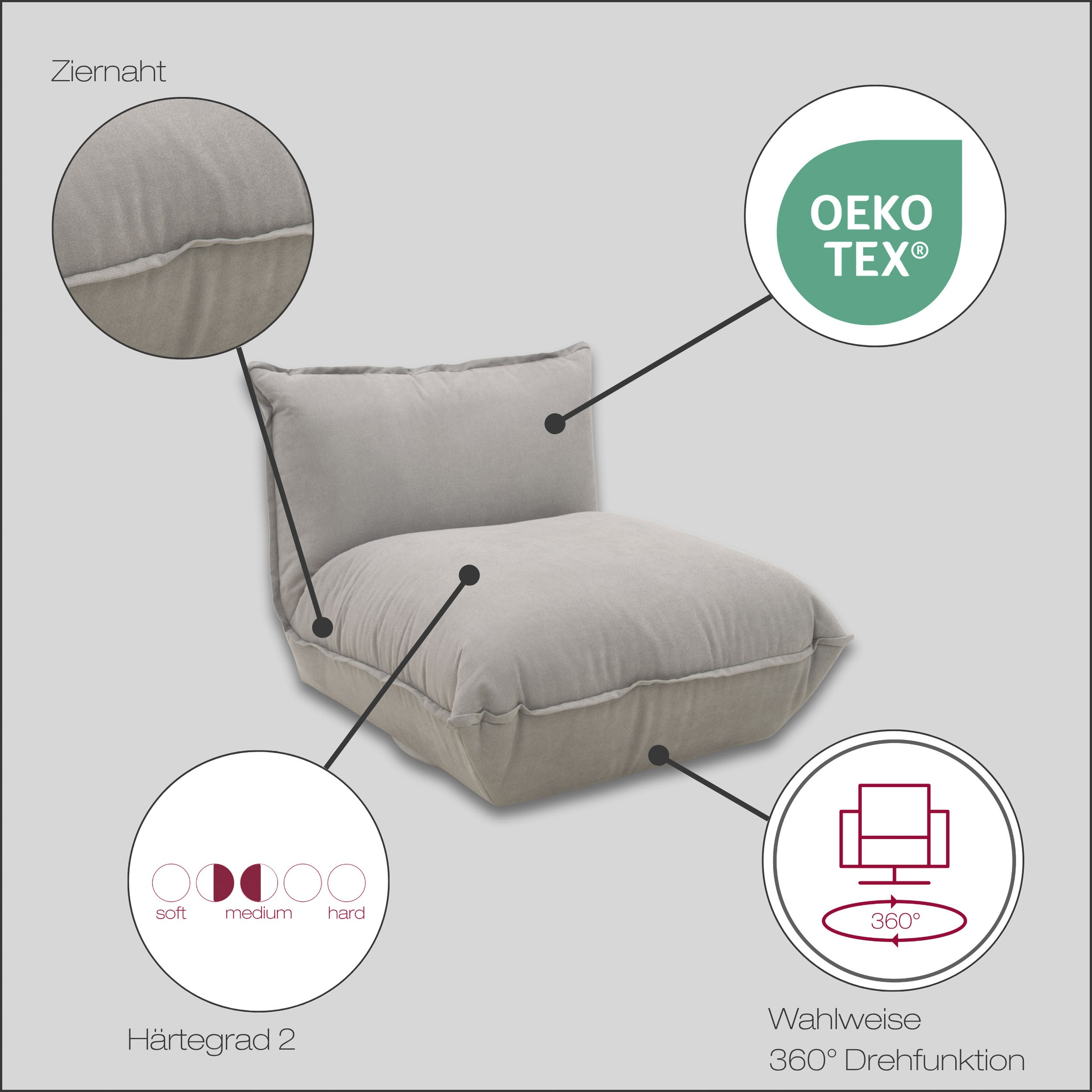 DOMO collection Sessel »Nantes Loungesessel, Wohlfühlsessel«, hochwertig gepolstert mit Federkern, Struktur weich, mango