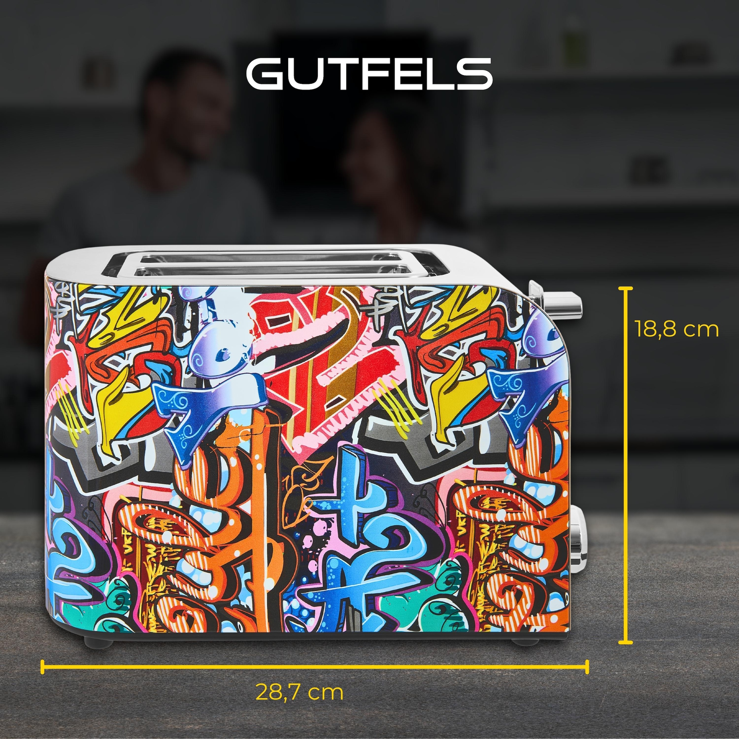Gutfels Toaster »TOAST 3010 G«, 2 kurze Schlitze, 850 W, 2-Scheiben-Toaster, 850 Watt, Graffitti-Style