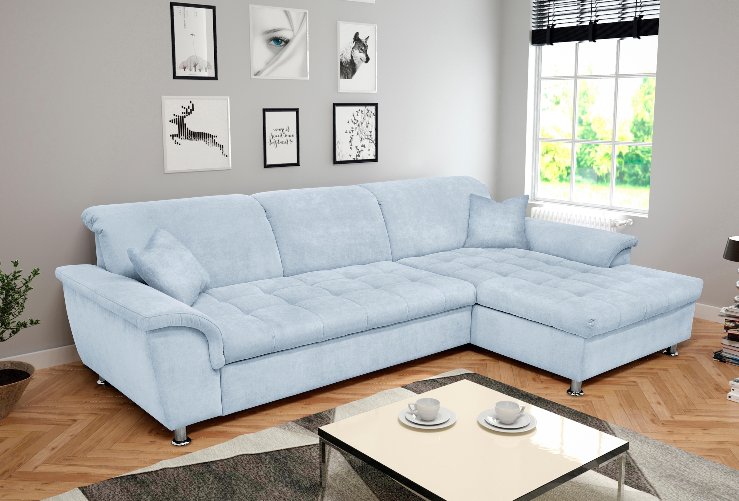 DOMO collection Ecksofa Franzi, wahlweise mit Bettfunktion, Bettkasten und Kopfteilverstellung