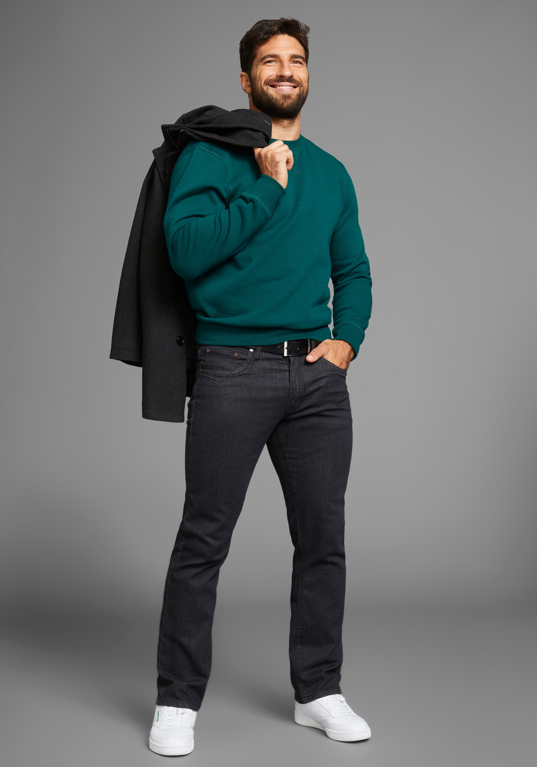 Man's World Sweatshirt Langarm,  Basic-Stil,  unifarben,  Rundhalsausschnitt