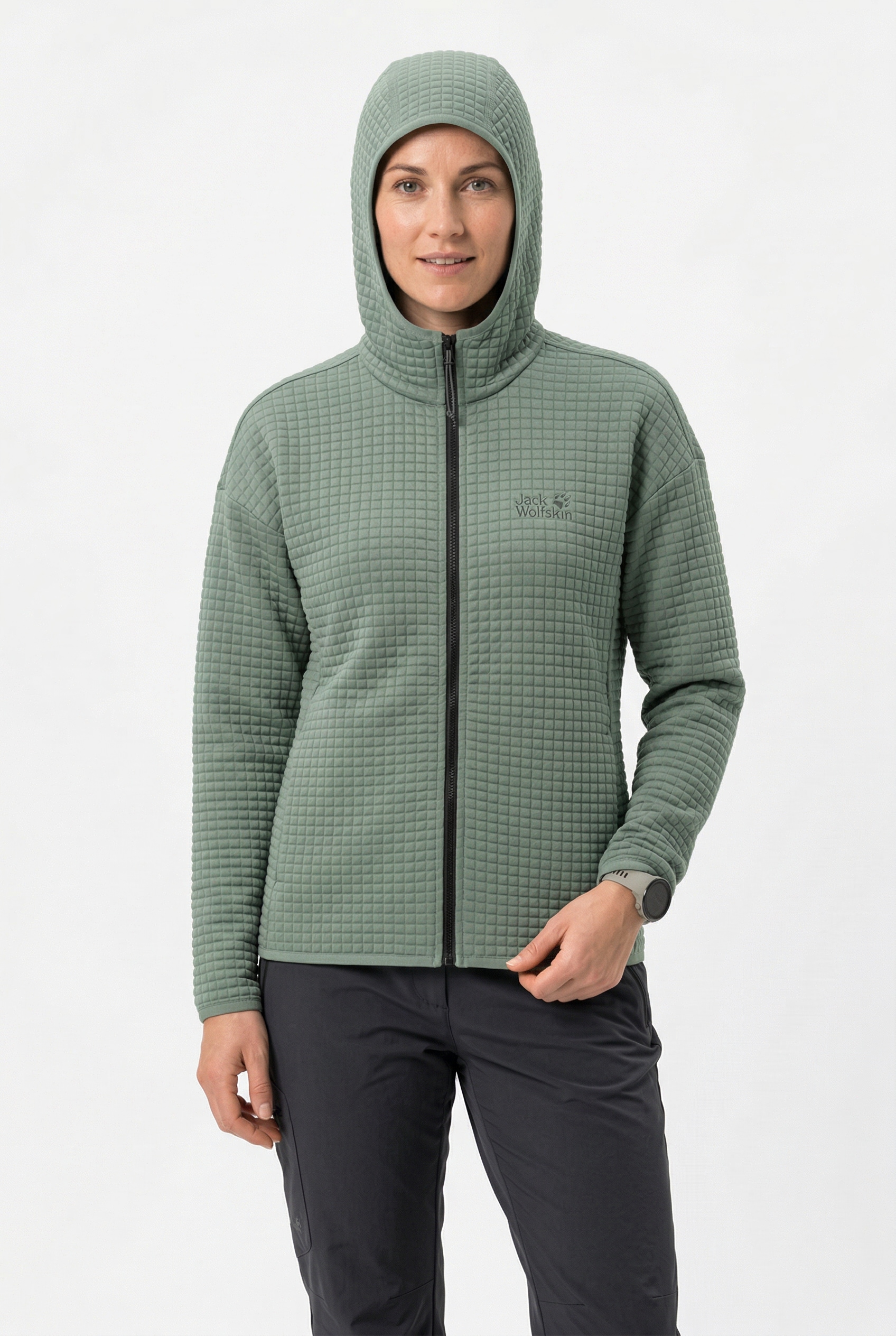 Jack Wolfskin Fleecejacke »MOGARI HOODED FZ W« mit Kapuze atmungsaktiv, leicht, Übergangsjacke, Waffel-Optik