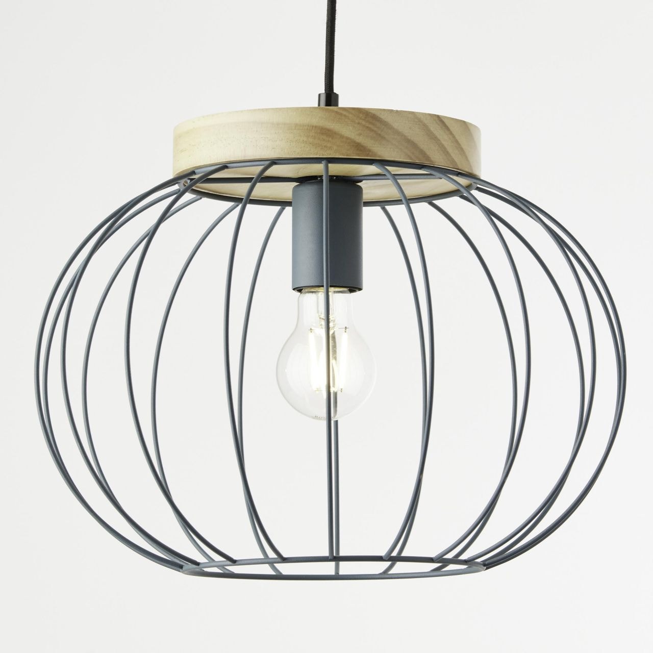 Brilliant Pendelleuchte »Sorana«, 1 flammig, Leuchtmittel E27 | ohne Leuchtmittel, Hängeplampe, 130 cm Höhe, Ø 35,5 cm, E27, kürzbar, Metall/Holz