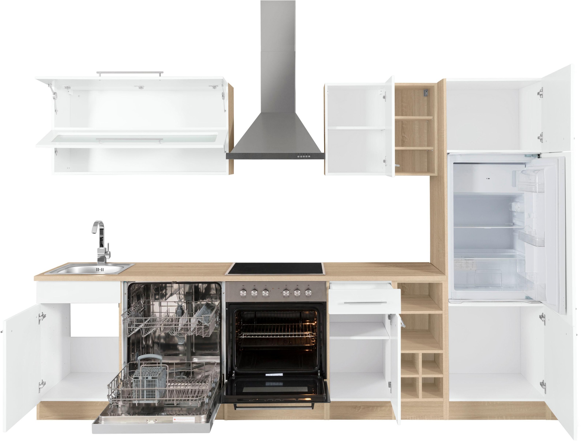 KOCHSTATION Küchenzeile »KS-Eton«, mit E-Geräten, Breite 300 cm