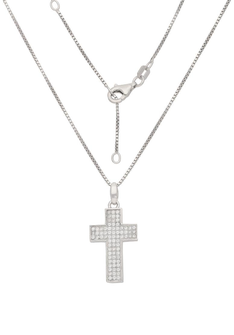 Firetti Kette mit Anhänger »Schmuck Geschenk Silber 925 Halsschmuck Halskette Venezianer Kreuz«, mit Zirkonia (synth.)