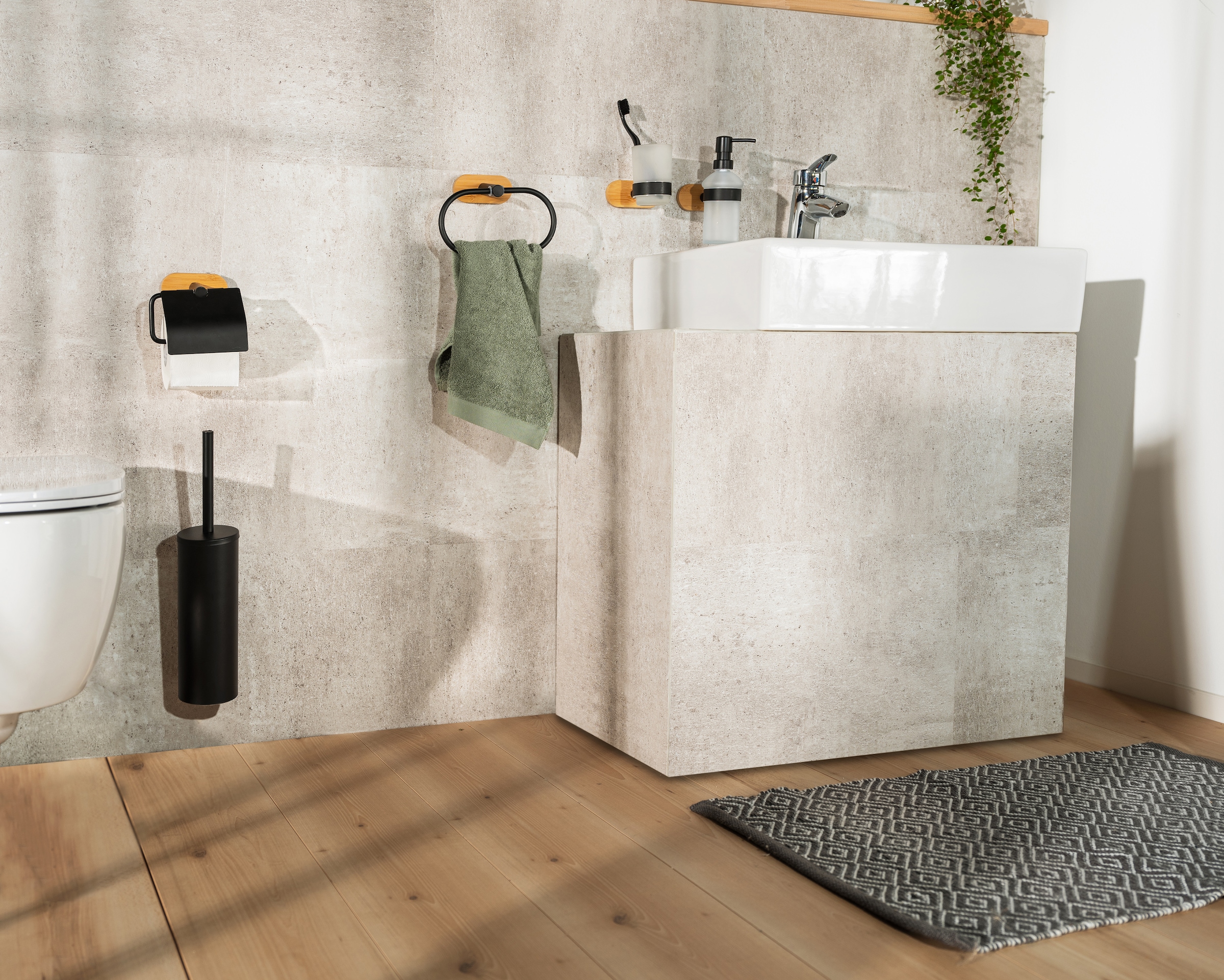 WENKO WC-Garnitur »Turbo-Loc® Orea«, aus Edelstahl-Bambus, bamboo, mit herausnehmbarem  Innenbehälter, mit Turbo-Loc Befestigung online kaufen | mit 3 Jahren XXL  Garantie