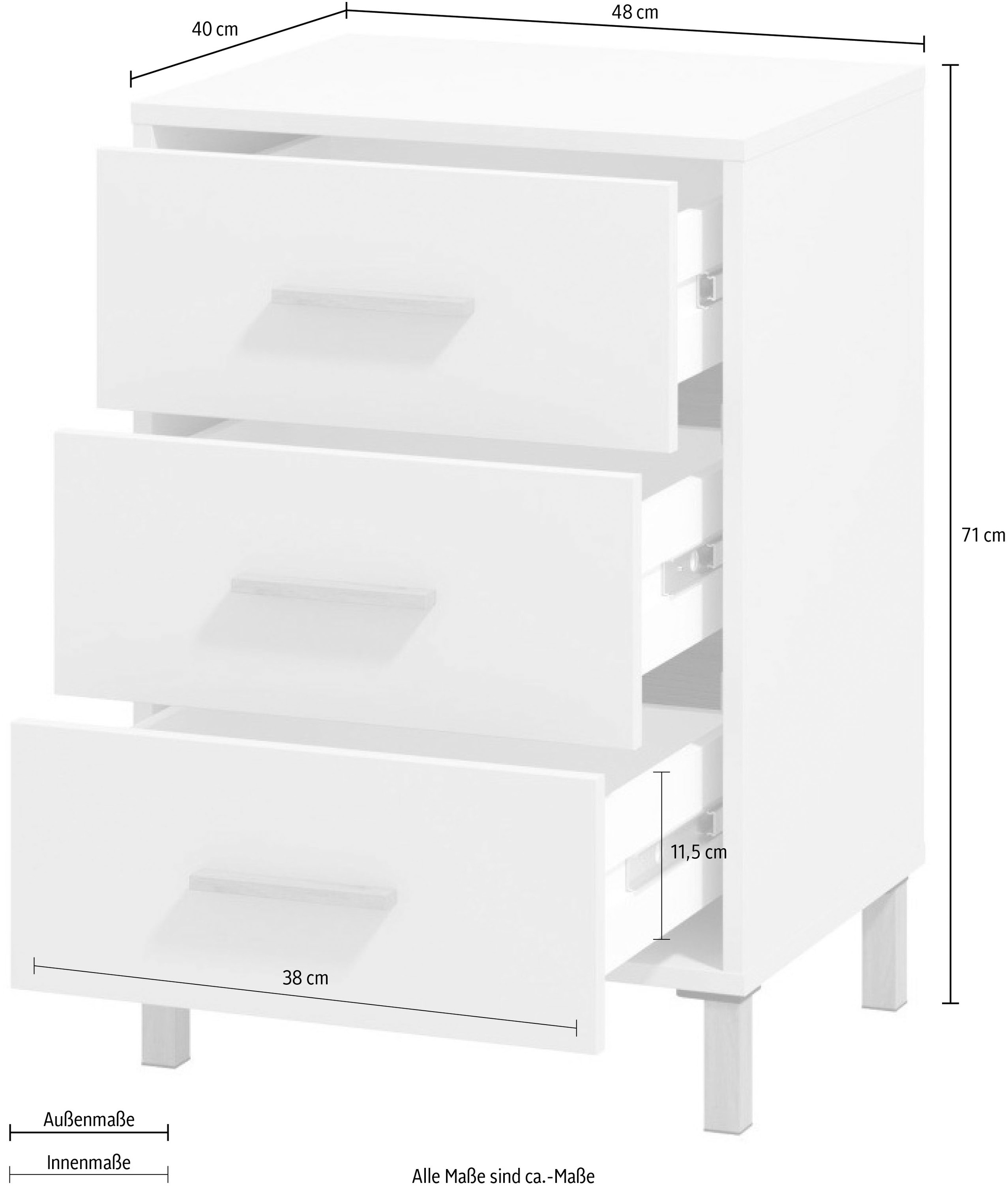 Home affaire Nachtkommode »Belfort Nachtschrank Nachttisch Made in Europe«, mit 2 oder 3 Schubladen, FSC®-zertifizierter, Trendfarbe cashmere