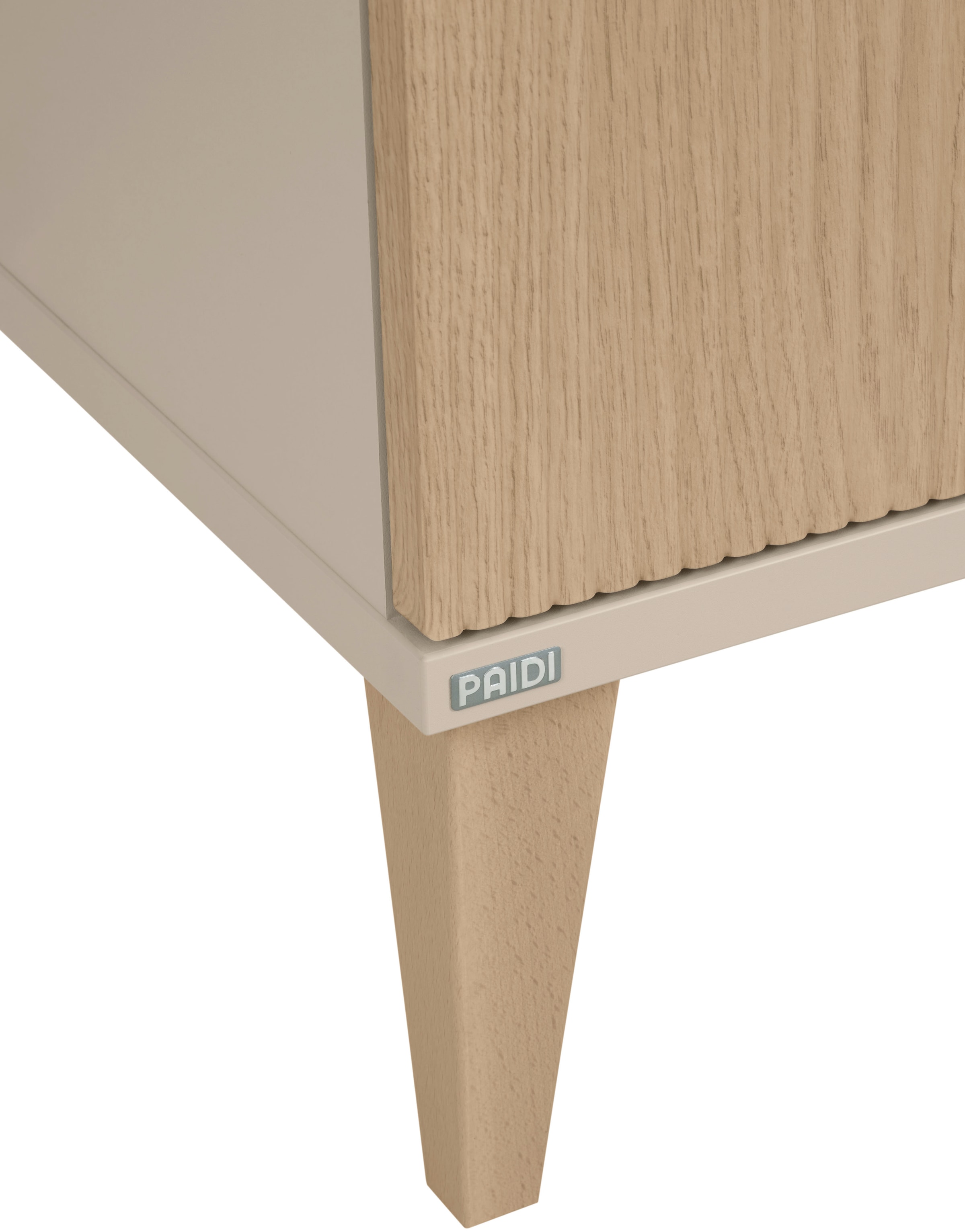 PAIDI Wickelkommode »JONTE in Beige & Eichefarben, 3 Schubladen mit Soft-Close, Vollauszug« bis 50 kg Kommode 124 cm Breite, Wickeltisch mit Massivholz-Füßen 124 cm