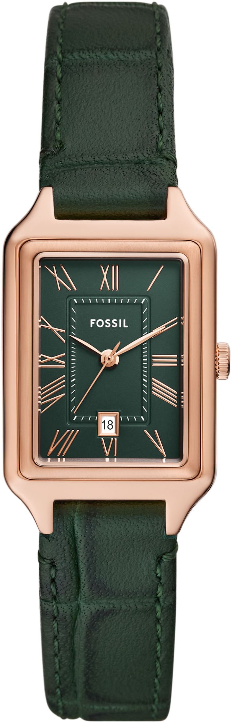 Fossil Quarzuhr »RAQUEL«, Armbanduhr, Damenuhr, Lederarmband, analog, Tag