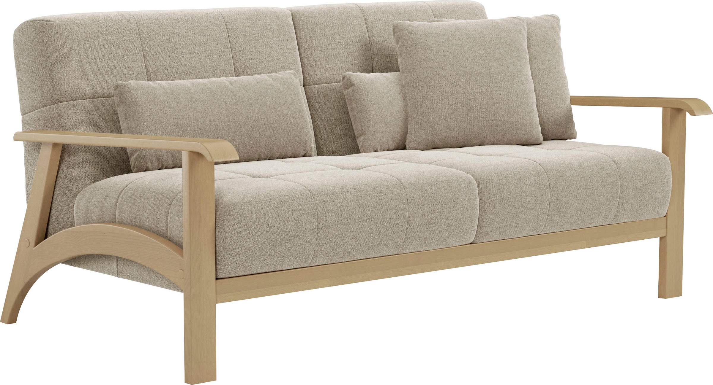 sit&more 2,5-Sitzer »Billund«, Armlehnen aus Buchenholz in natur, verschiedene Bezüge und Farben