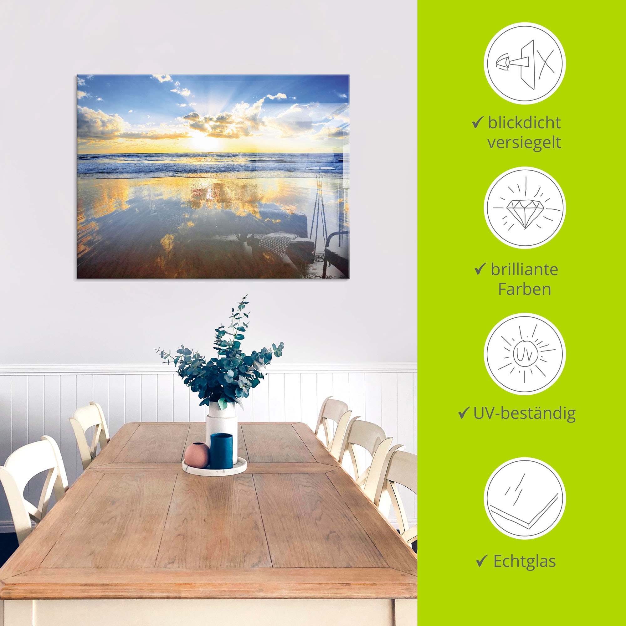 Artland Glasbild »Sonnenaufgang über dem Ozean« Himmel 1 Stk. tlg. in verschiedenen Größen