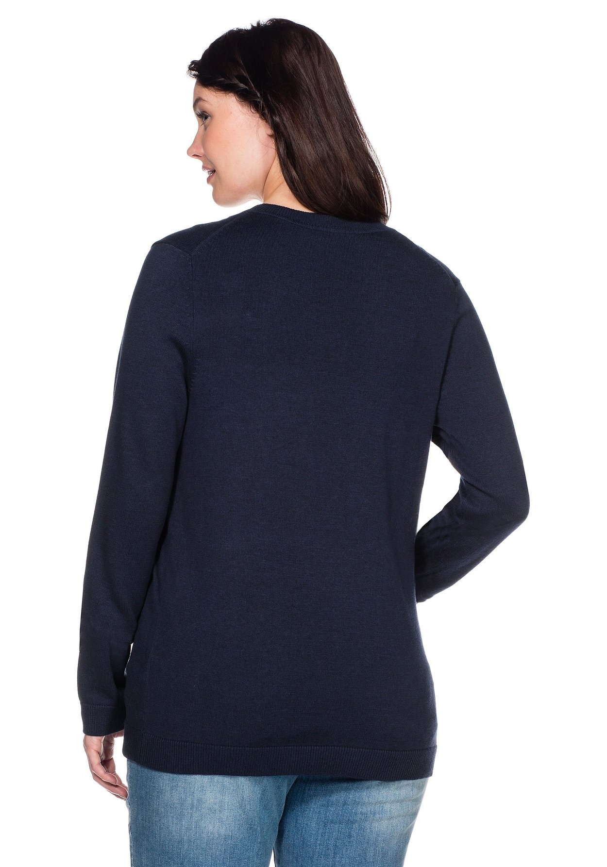 Sheego V-Ausschnitt-Pullover »Pullover aus Feinstrick«, aus Feinstrick