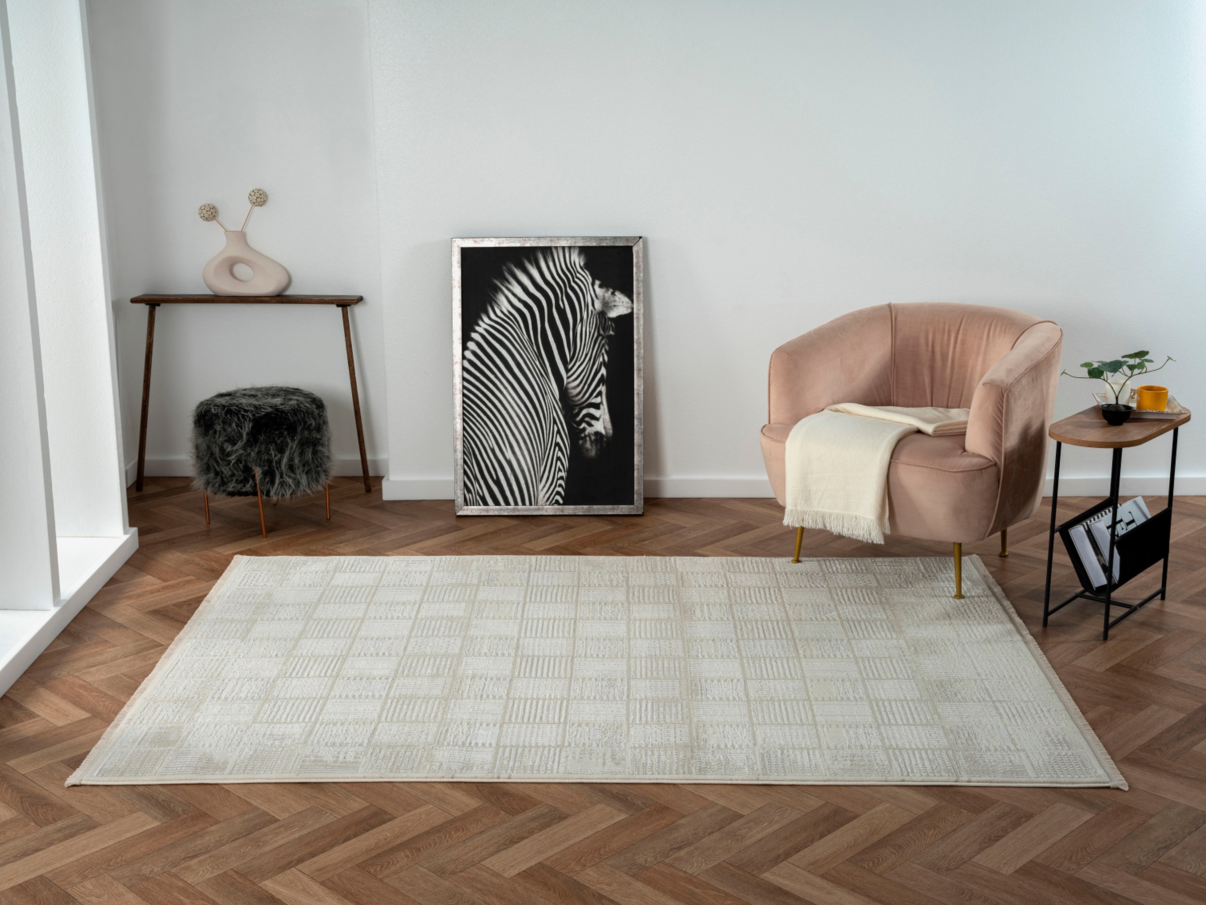 Myflair Möbel & Accessoires Teppich »My House, LAGERRÄUMUNG!«, rechteckig, 10 mm Höhe, Kurzflor, Retro-Style, besonders weich durch Microfaser, mit Fransen
