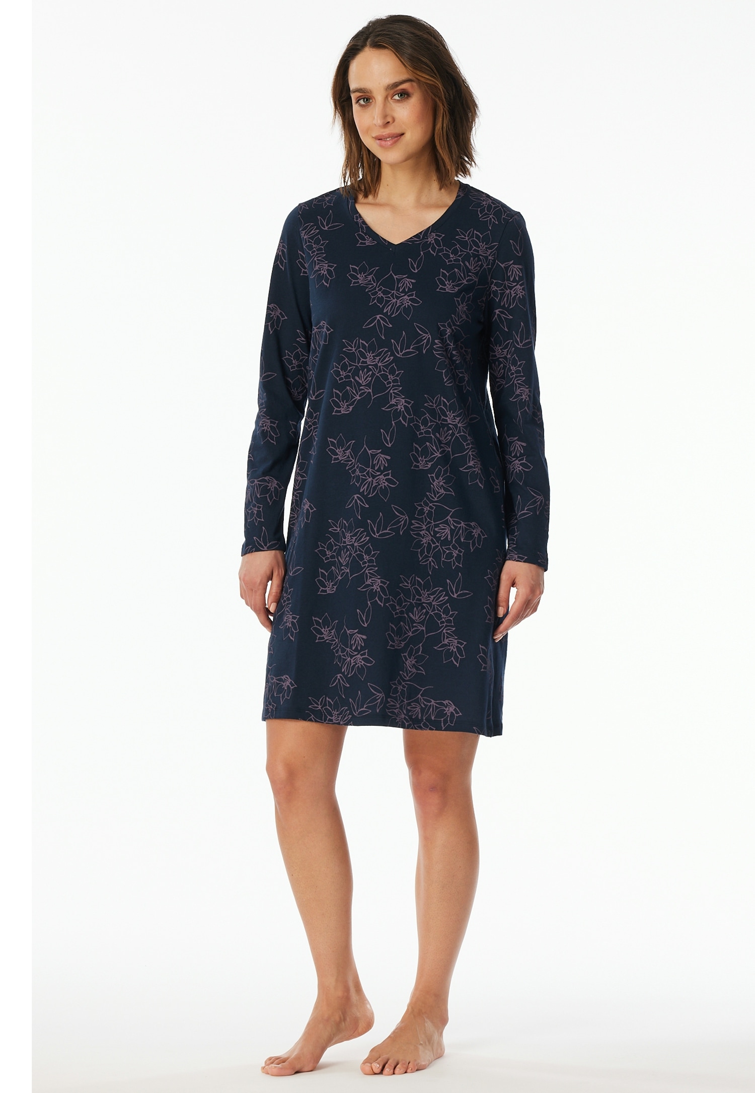 uncover by SCHIESSER Nachthemd »Uncover Nightwear« 0,  Baumwolle, Single Jersey-Qulität, V-Neck, weich, atmungsaktiv