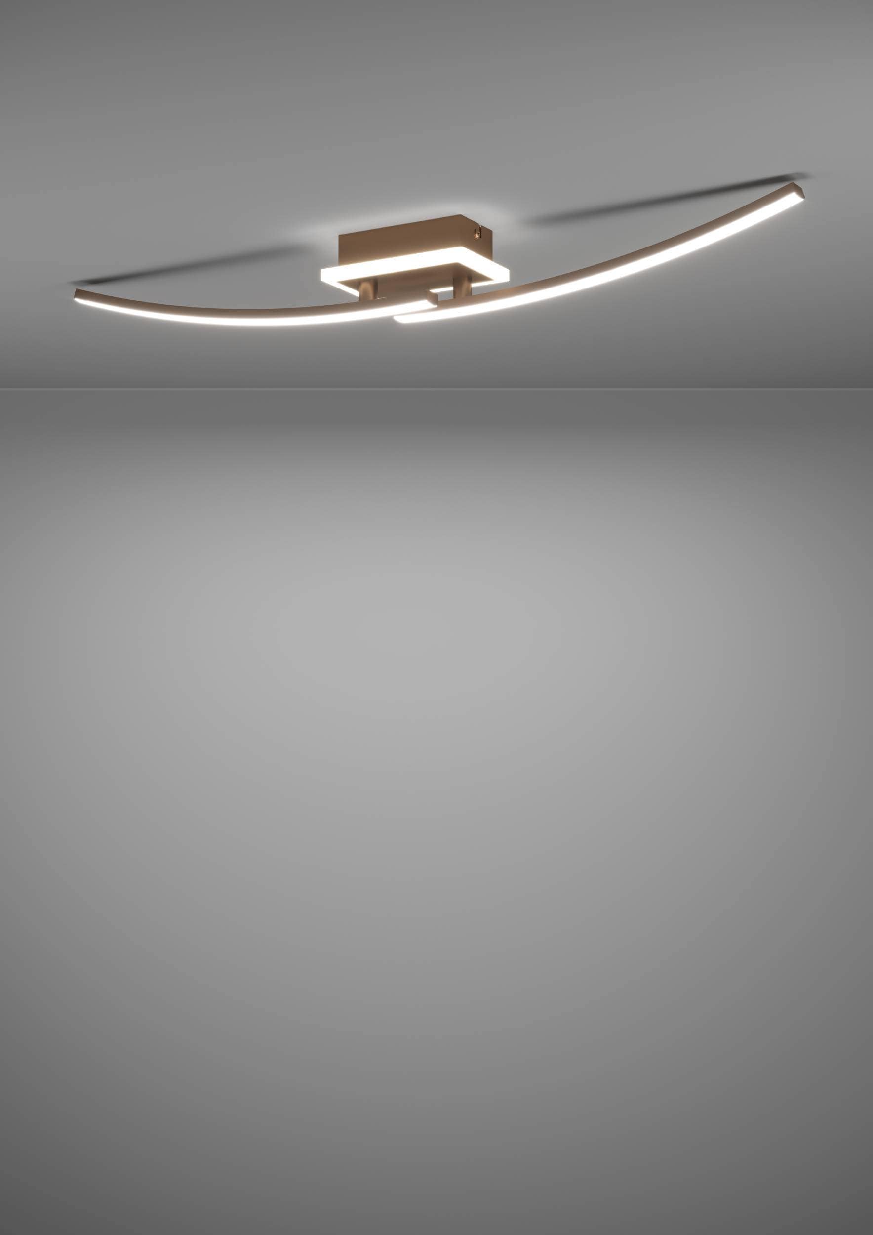 EGLO Deckenleuchte »Lungolago Deckenlampe,  Bürolampe Decke, Metall und Kunststoff, Lampe« LED-Modul 1 Stk. Neutralweiß Wand-/Deckenleuchte - L74 x B14 x H6 cm - bronze - 12W inkl.