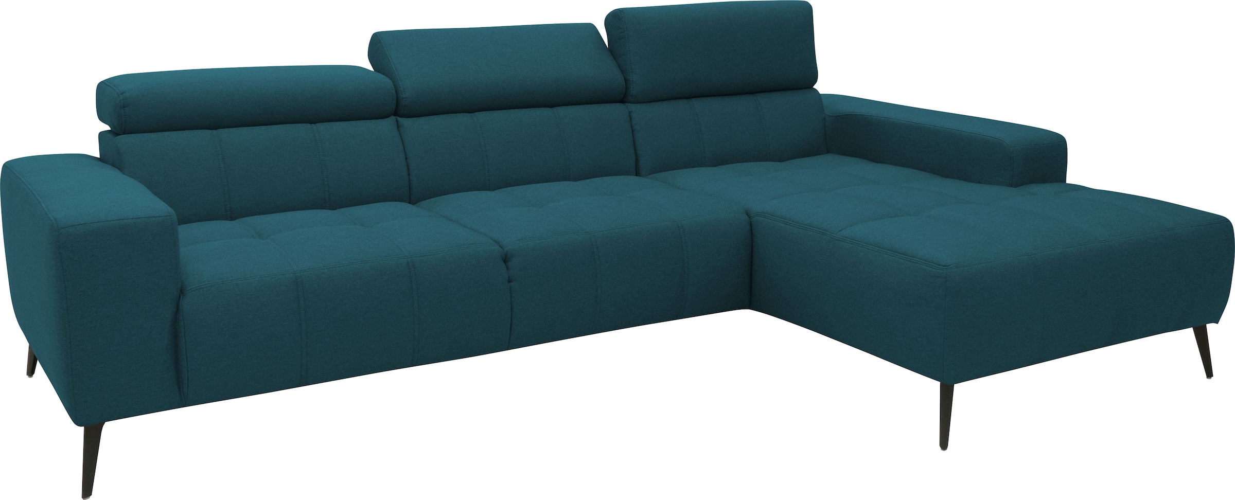 DOMO collection Ecksofa »Trento L-Form, mit Kufenfuß oder Einzelfuß«, wahlweise mit Kopfteilverstellung, Recamiere links/rechts bestellbar