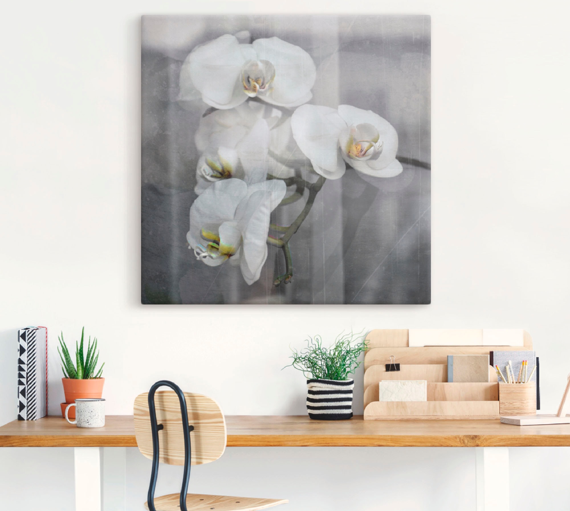 Artland Leinwandbild »Weisse Orchideen - white Orchid« Blumen 1 Stk. tlg. auf Holzrahmen gespannt